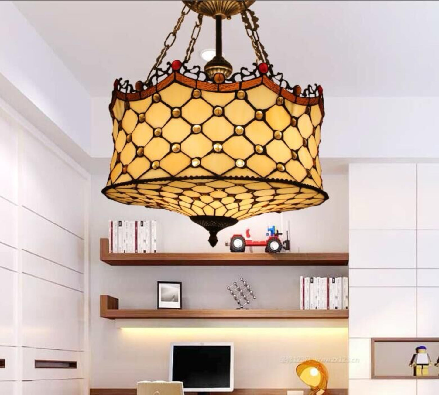 CDH 18" XLARGE Tiffany Pendant Lamp 46cm shade (19009CR)