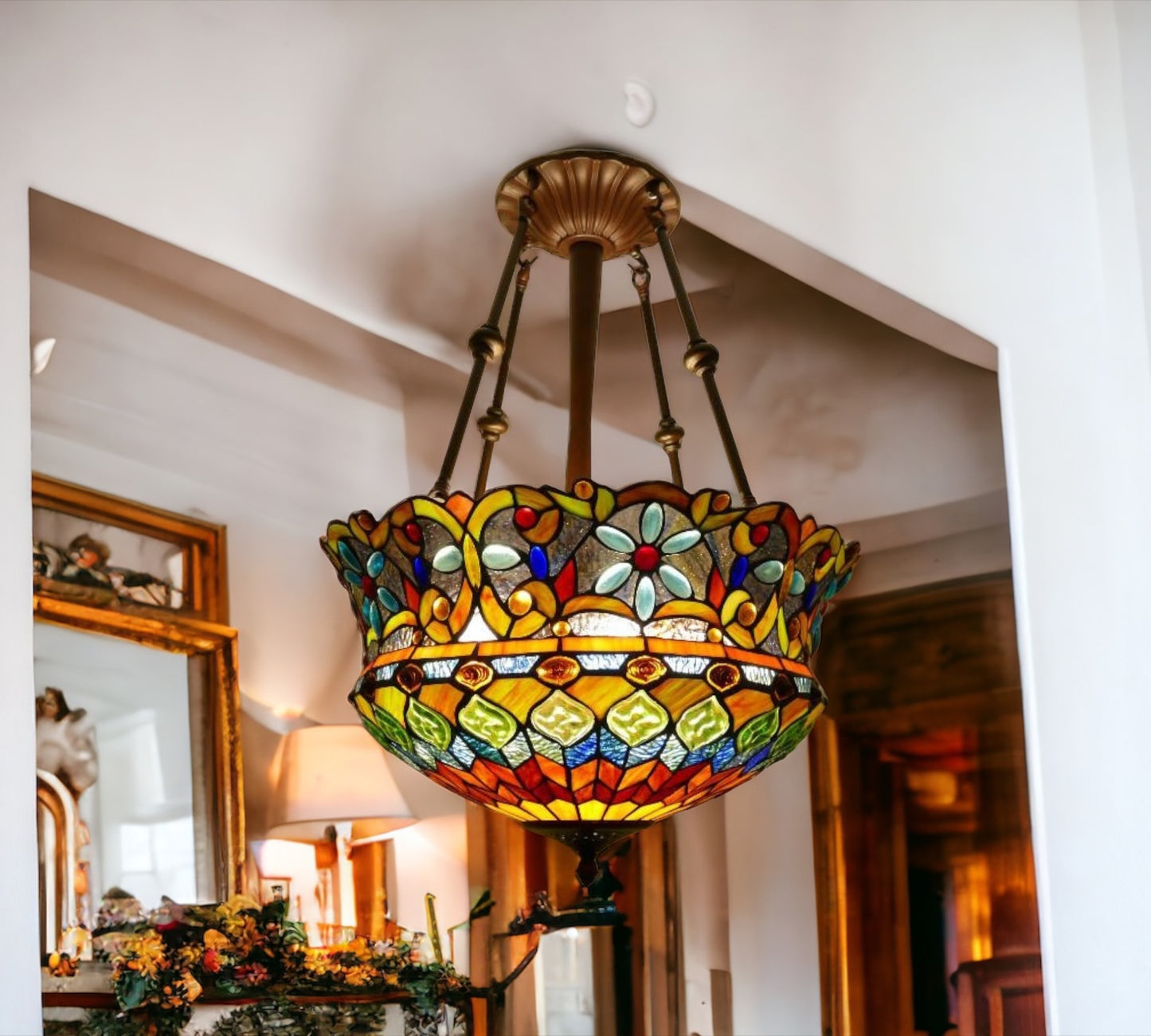 CDH 18" XLARGE Tiffany Pendant Lamp 46cm shade (19002CR)