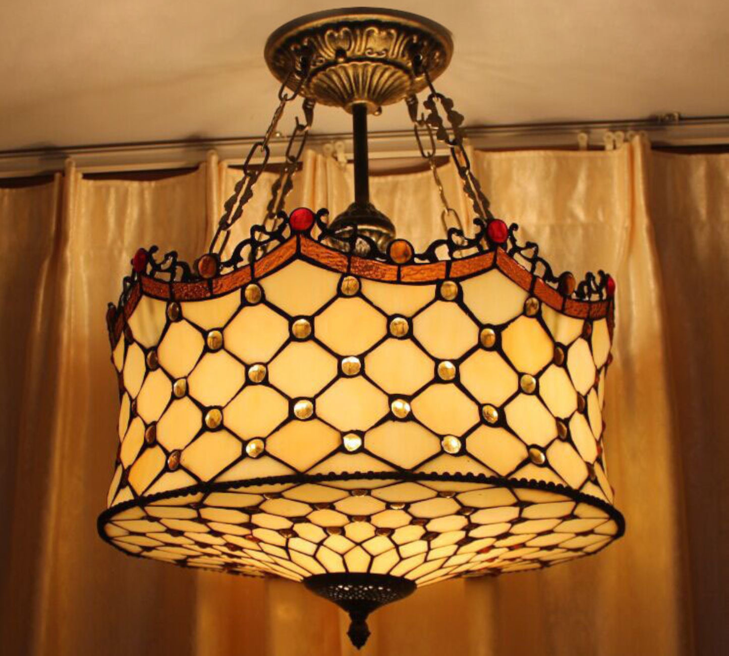 CDH 18" XLARGE Tiffany Pendant Lamp 46cm shade (19009CR)