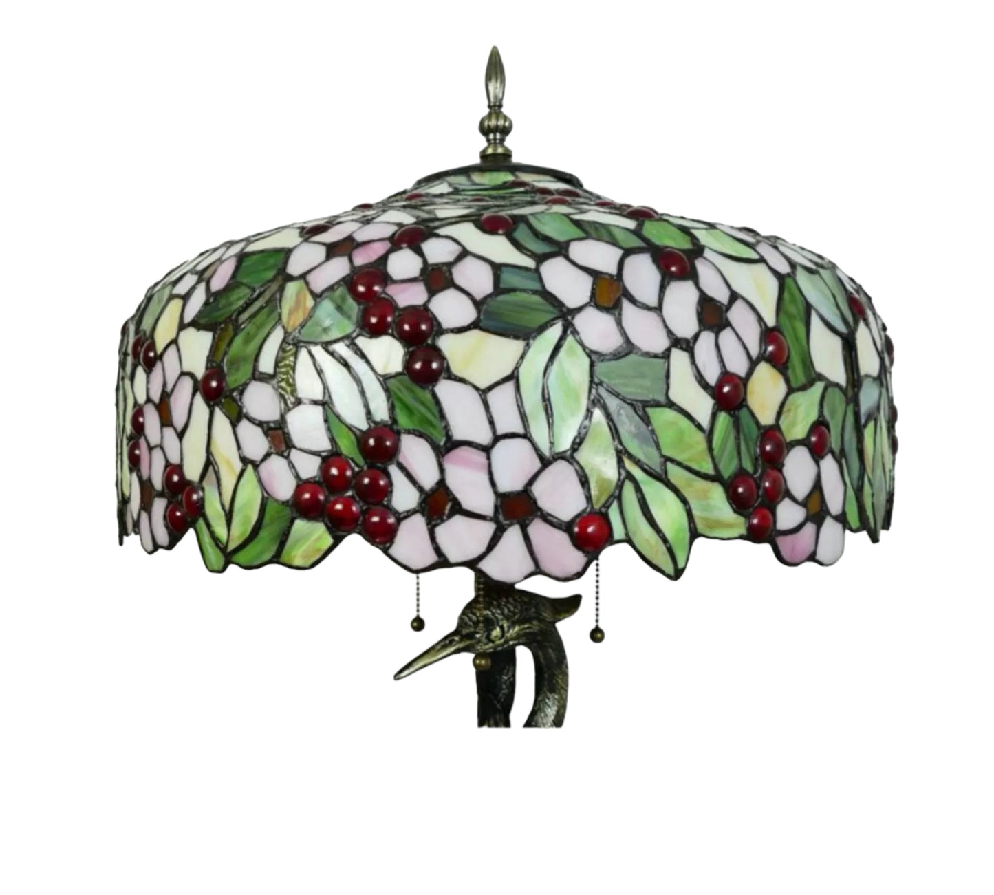 CDH 20" XLARGE Tiffany Feather Crane Table Lamp 50cm Shade (15067)