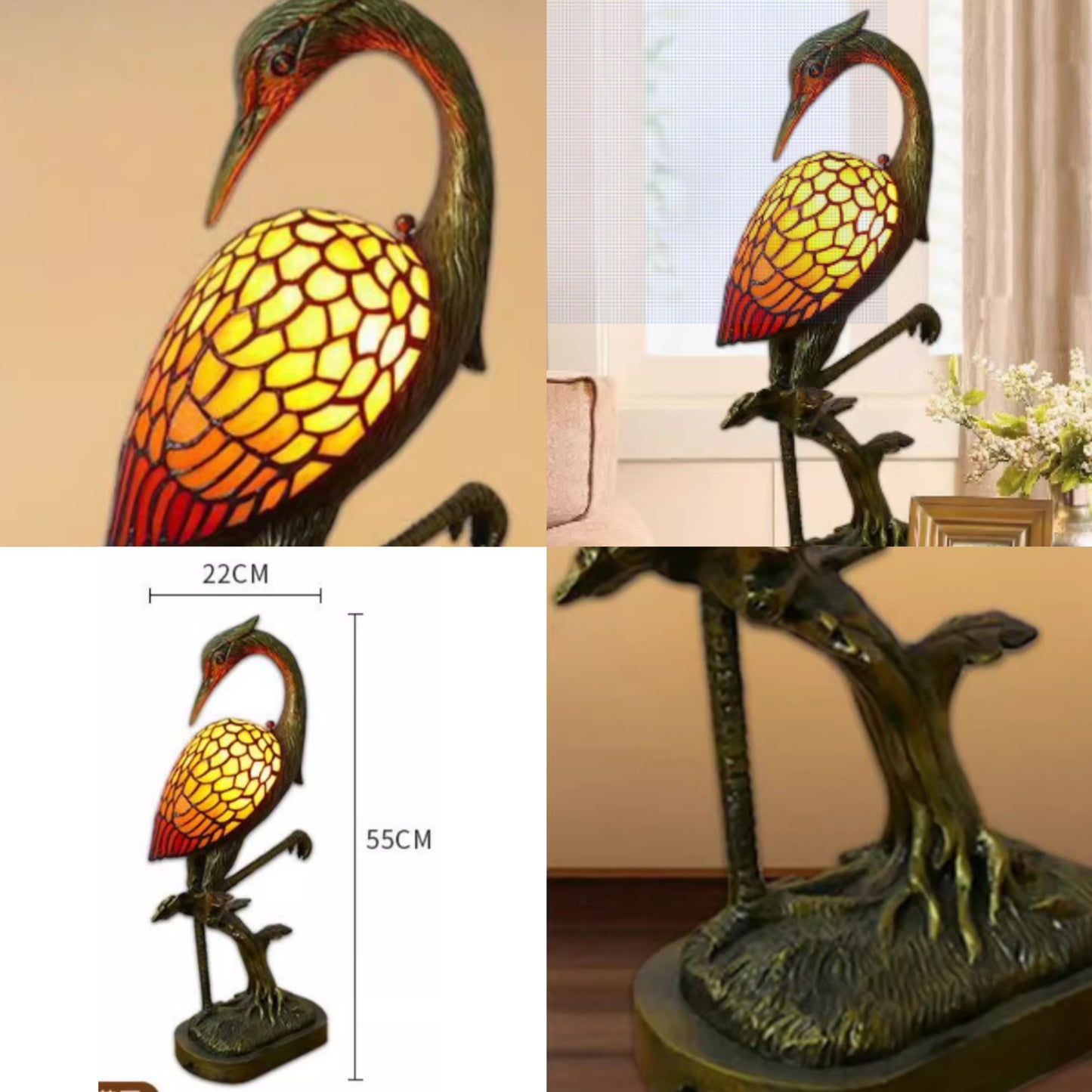 CDH Tiffany Orange Crane 22x55cm (15073)