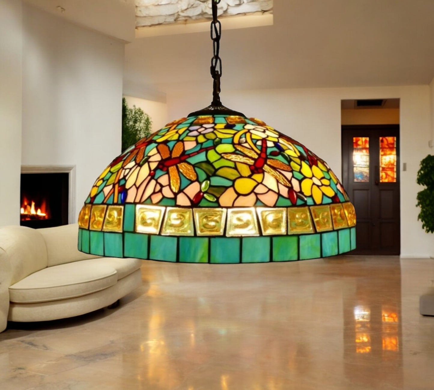 CDH 18" XLARGE Tiffany Pendant Lamp 46cm shade (19004C)