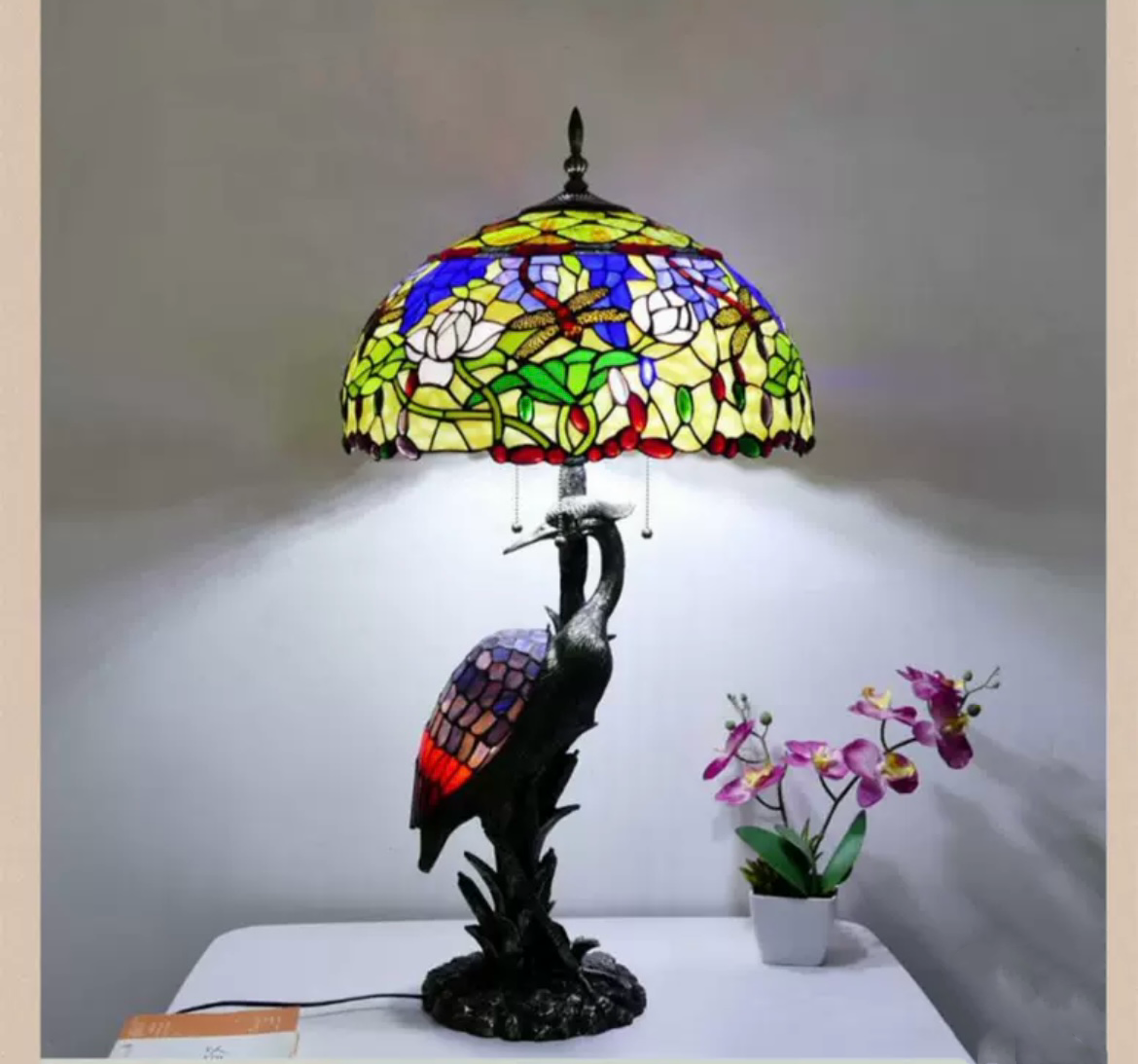 CDH 18" XLARGE Tiffany Dragonfly Table Lamp 46cm Shade (15070)