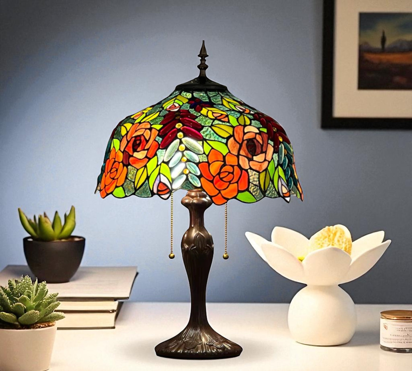 CDH 16" Tiffany Table Lamp 40cm Shade (15012)