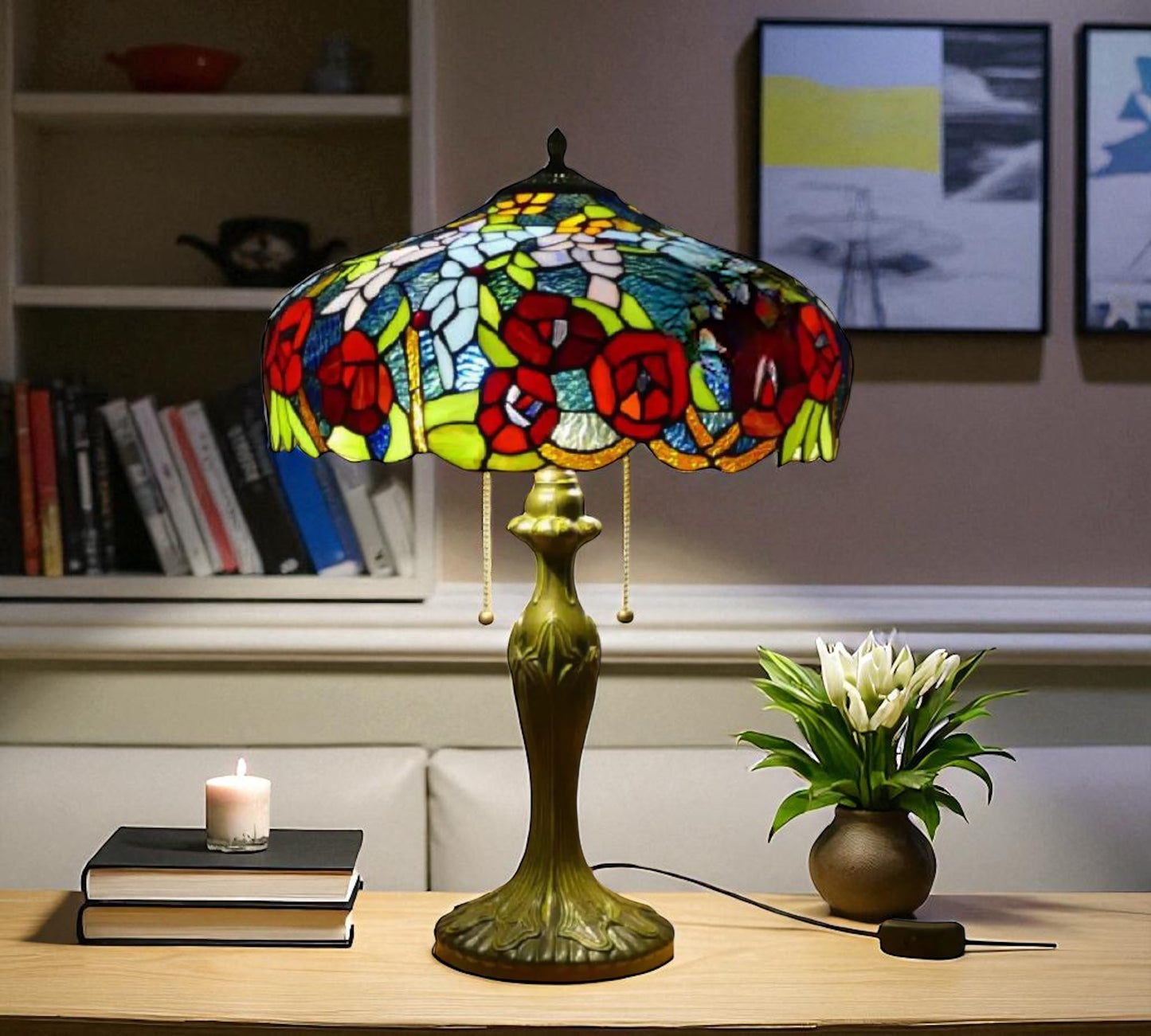 CDH 16" Tiffany Table Lamp 40cm Shade (15034)