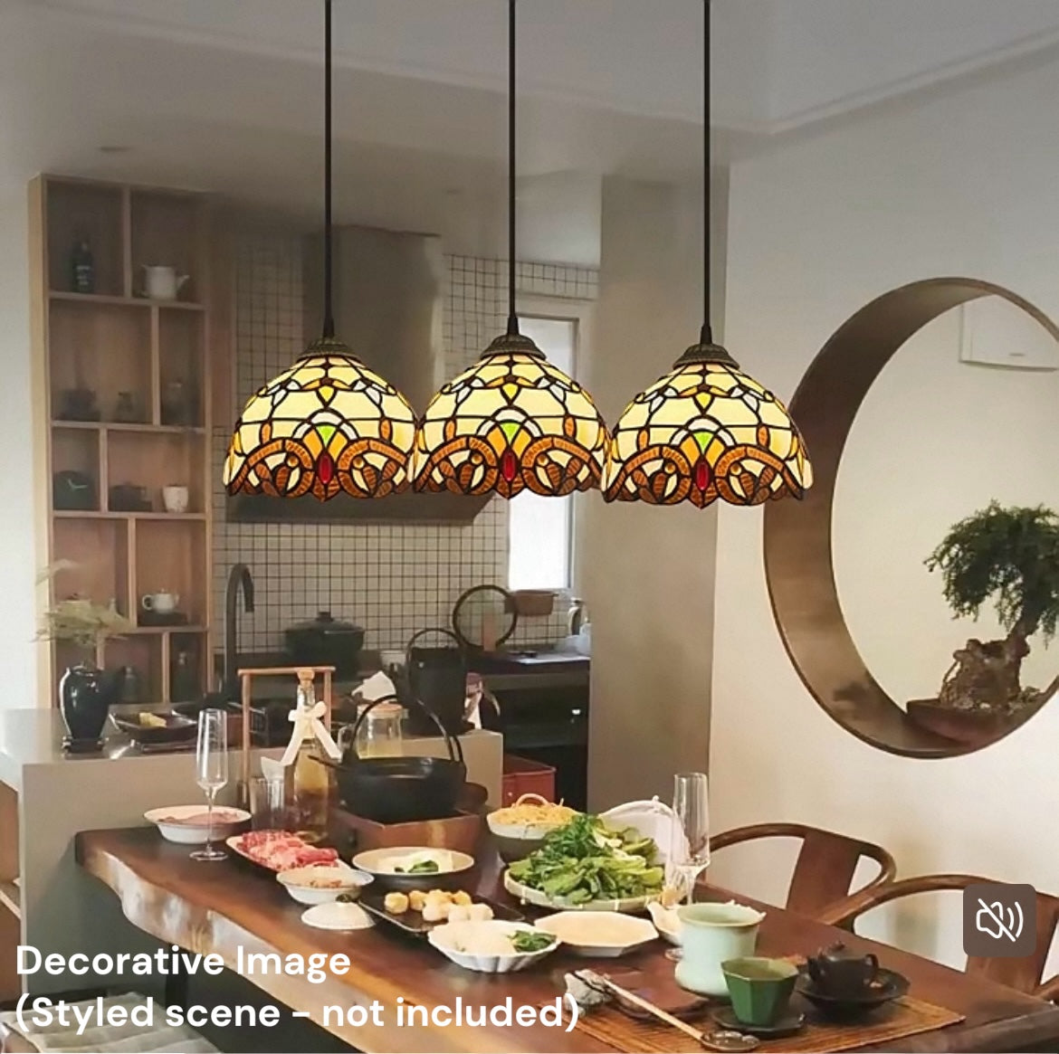 CDH 10" Tiffany Pendant Lamp with 20cm lamp shade (12022SPS)