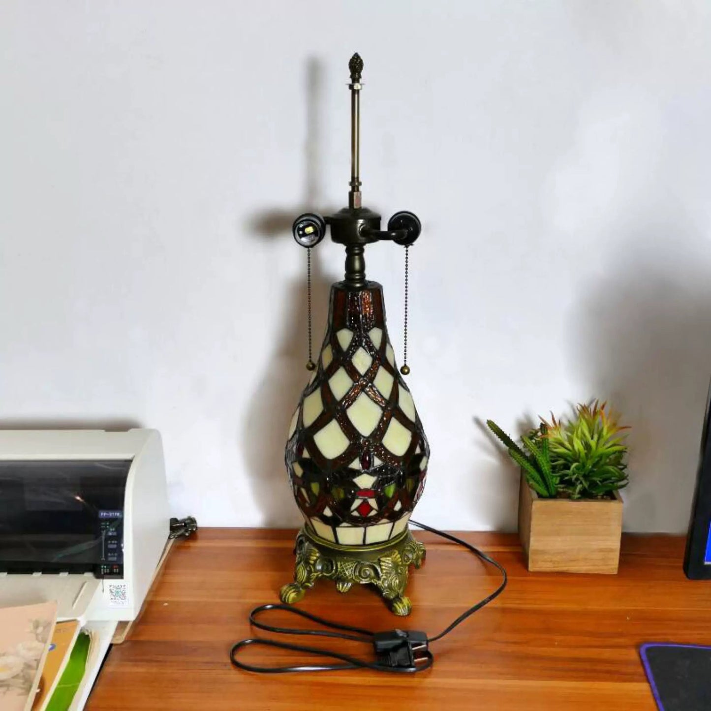 CDH 16" LARGE Tiffany Mother-Daughter Vase Lamp 40cm Shade (15009D)