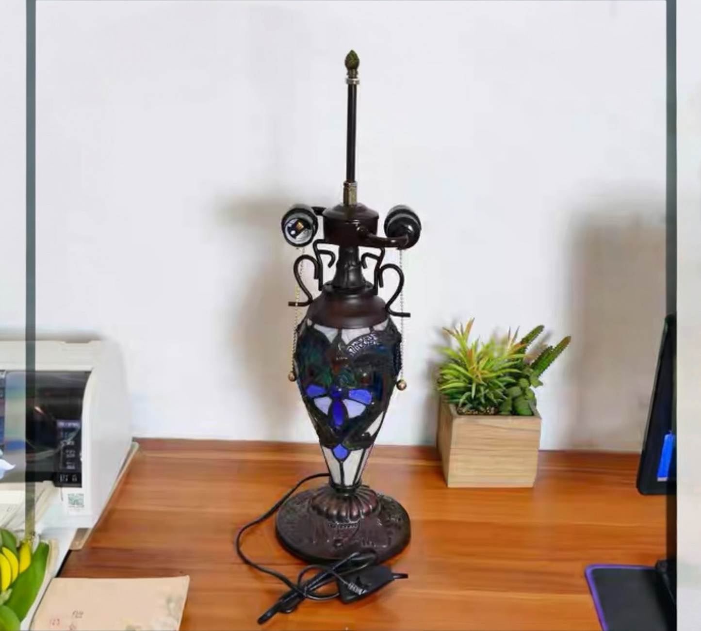 CDH 16" LARGE Tiffany Mother-Daughter Vase Lamp 40cm Shade (15009A)