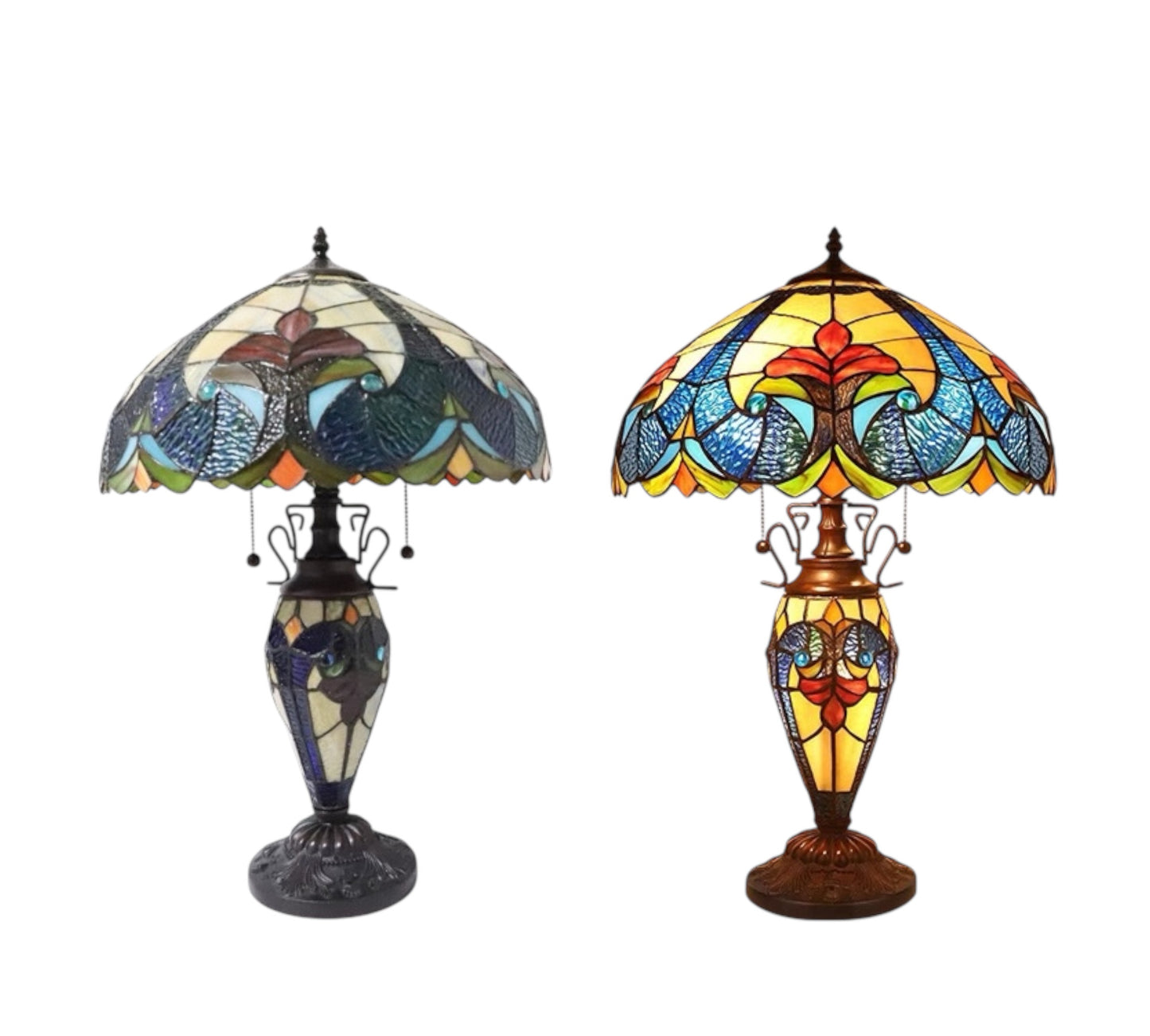 CDH 16" LARGE Tiffany Mother-Daughter Vase Lamp 40cm Shade (15011F)