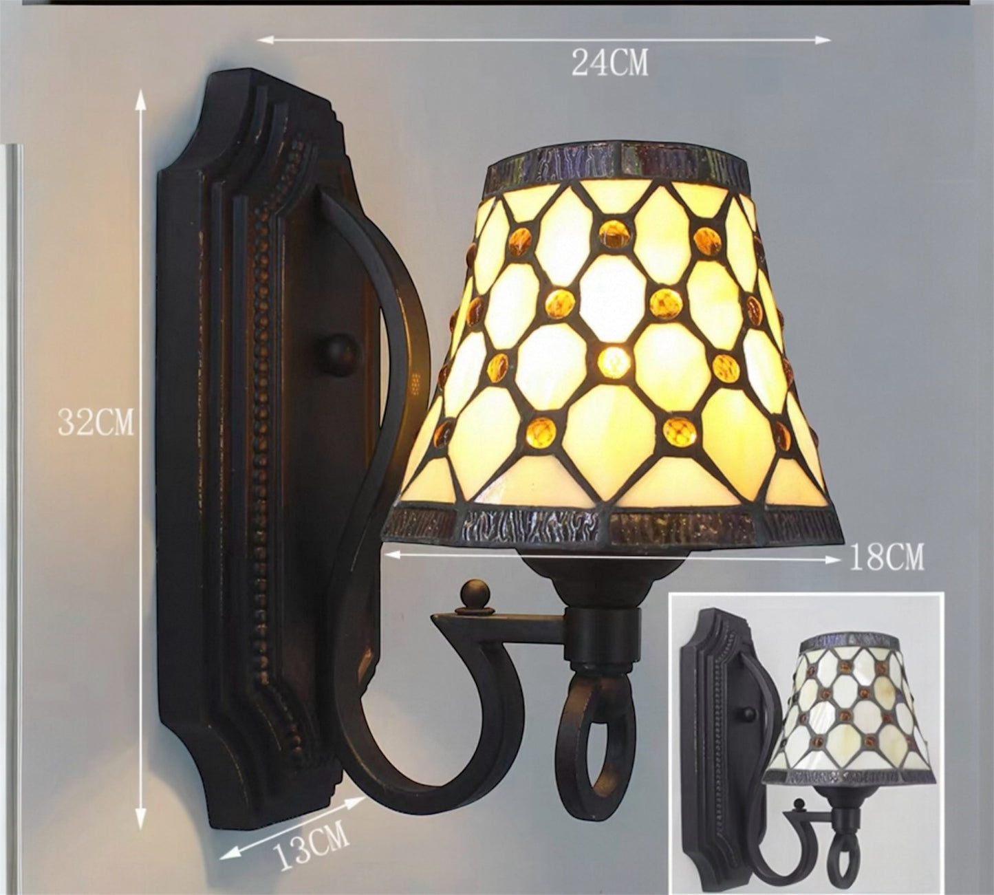 CDH Tiffany Wall Lights with 18cm Shade (26005W)