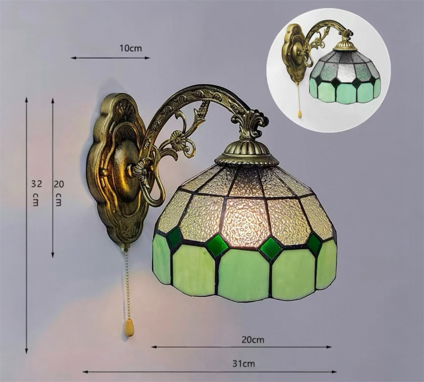 CDH Tiffany Wall Lights with 20cm Shade (26006GW)