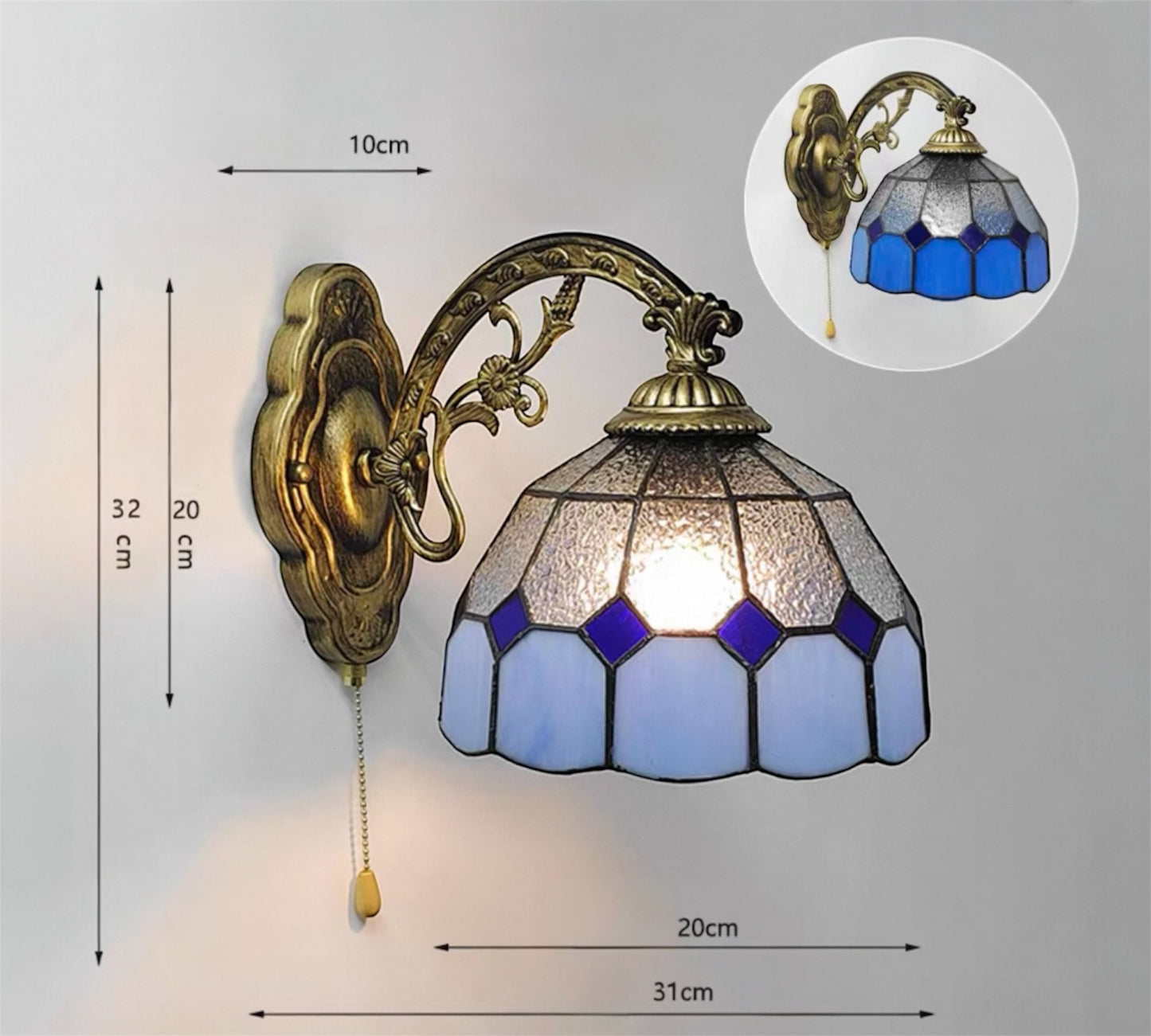 CDH Tiffany Wall Lights with 20cm Shade (26006BW)