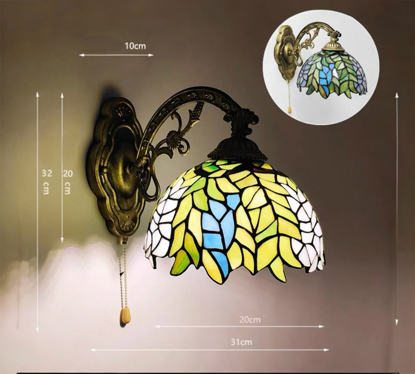 CDH Tiffany Wall Lights with 20cm Shade (16039W)