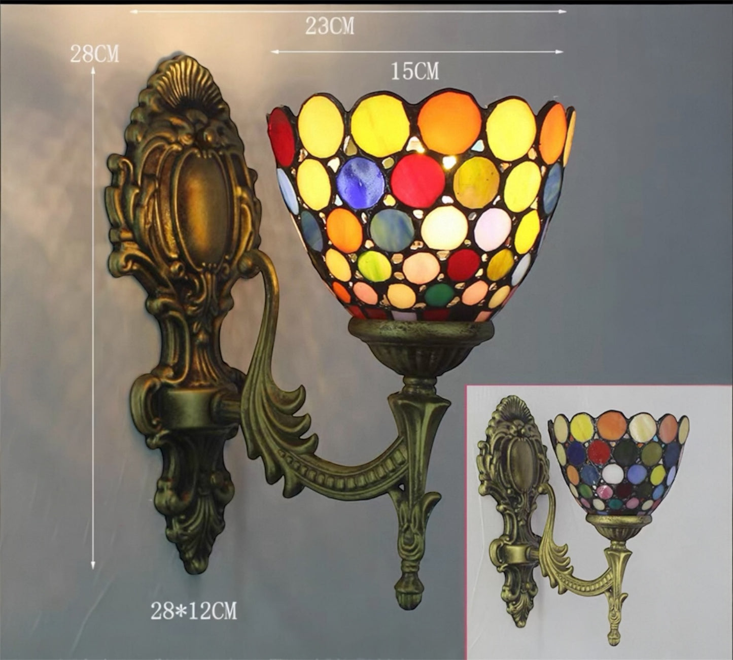 CDH Tiffany Wall Lights with 15cm Shade (26017W)