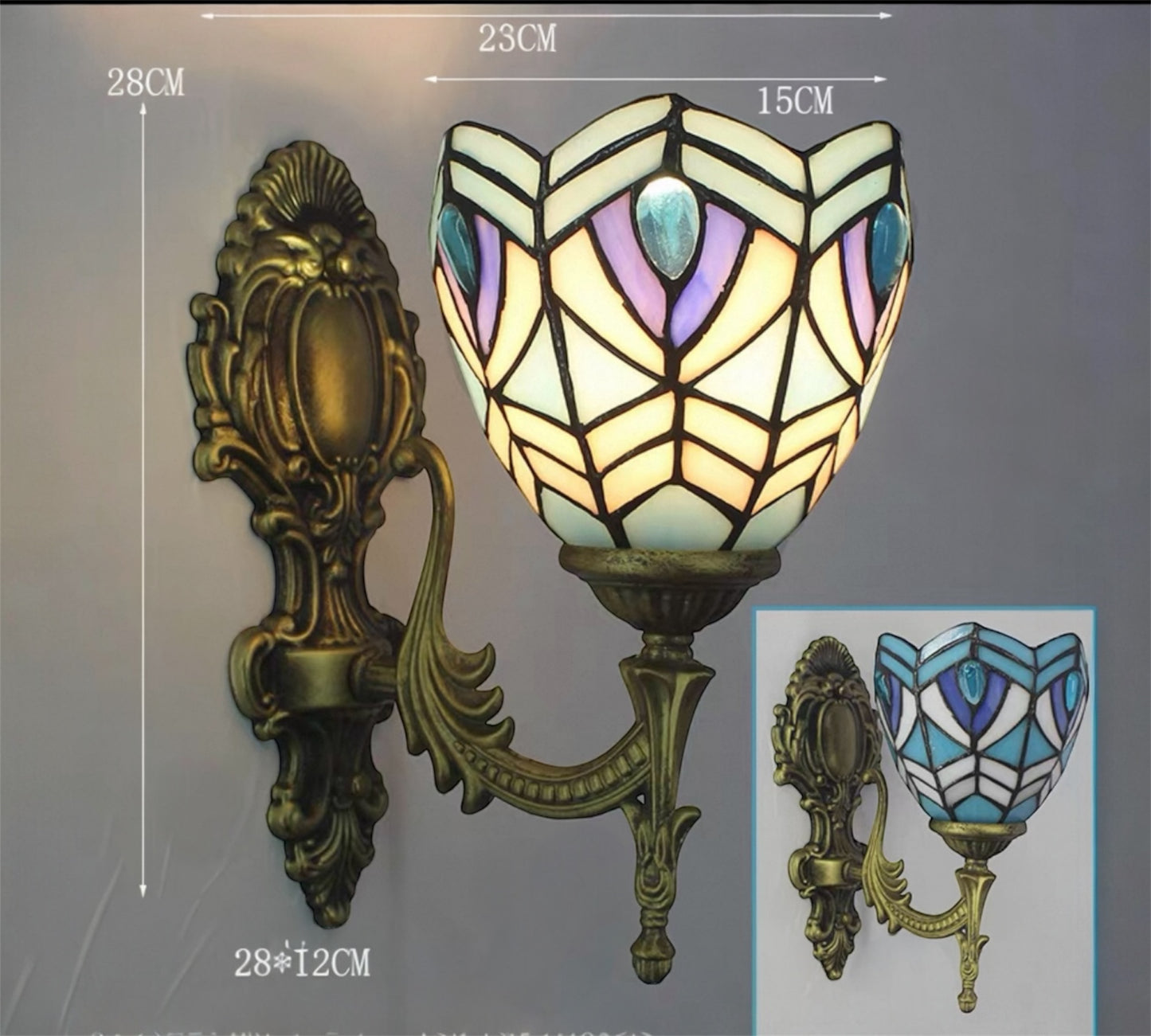 CDH Tiffany Wall Lights with 15cm Shade (15036WU)