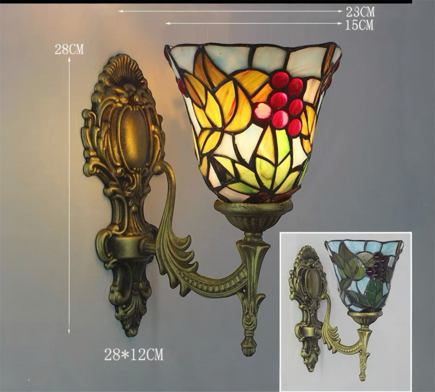 CDH Tiffany Wall Lights with 15cm Shade (26018W)