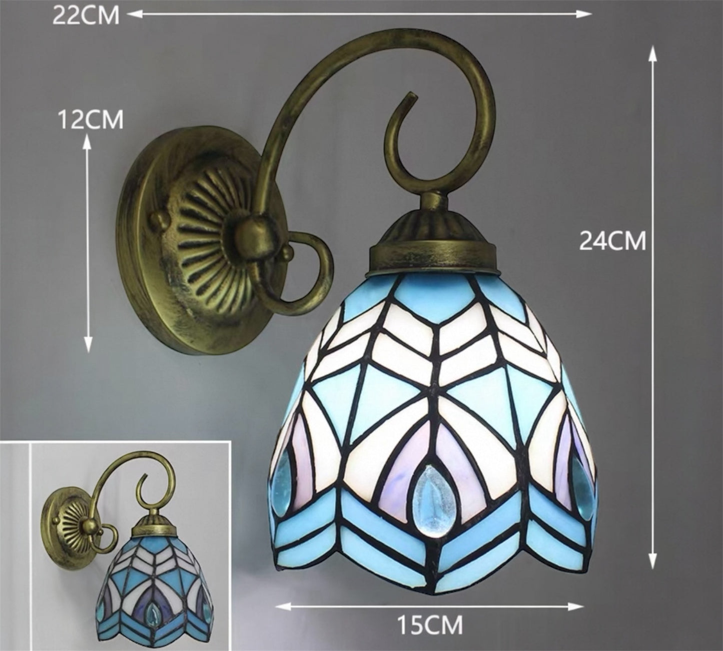 CDH Tiffany Wall Lights with 15cm Shade (15036W)