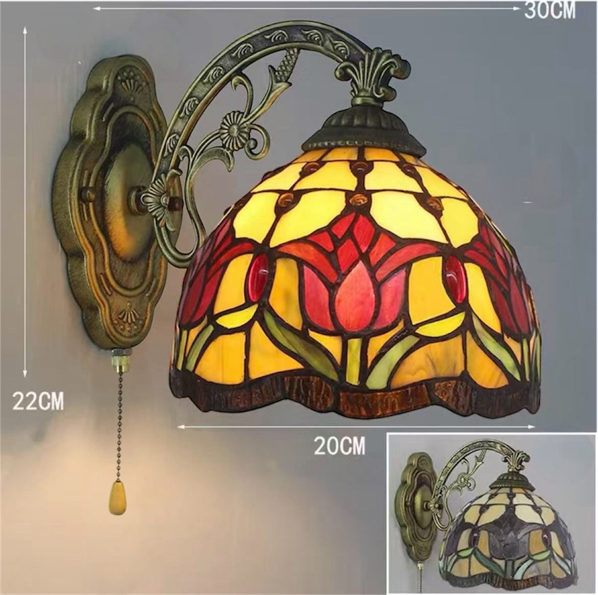 CDH Tiffany Wall Lights with 20cm Shade (12009RW)