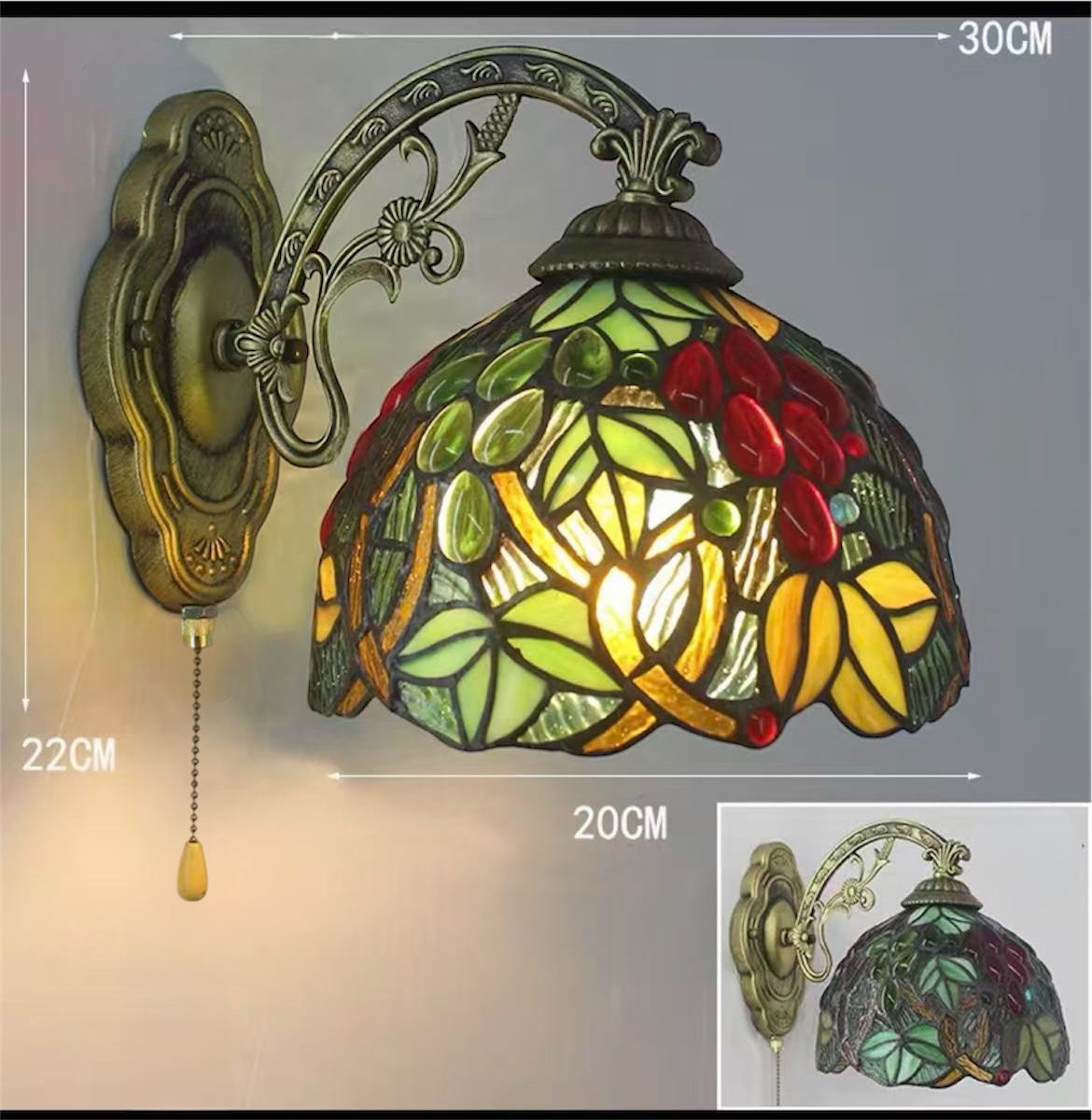CDH Tiffany Wall Lights with 20cm Shade (15001W)