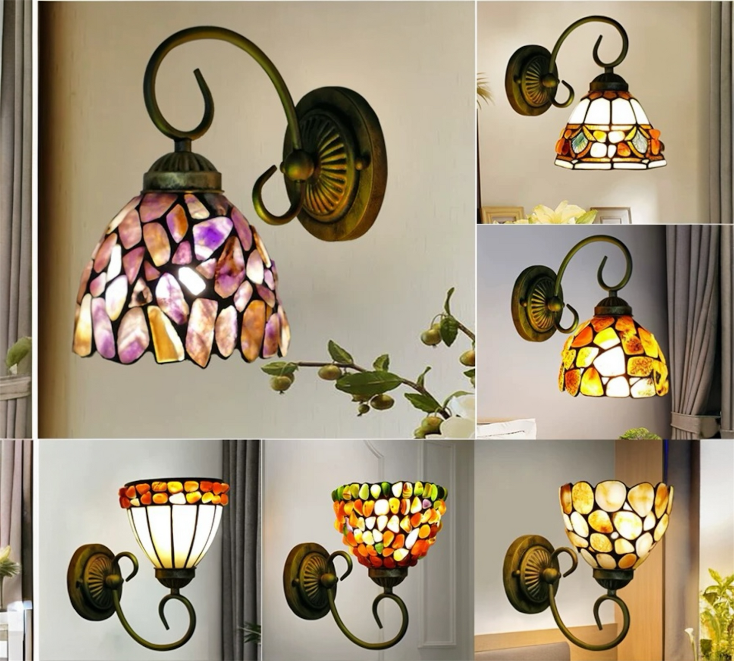 CDH Tiffany Wall Lights with 16cm Shade (26002PW)