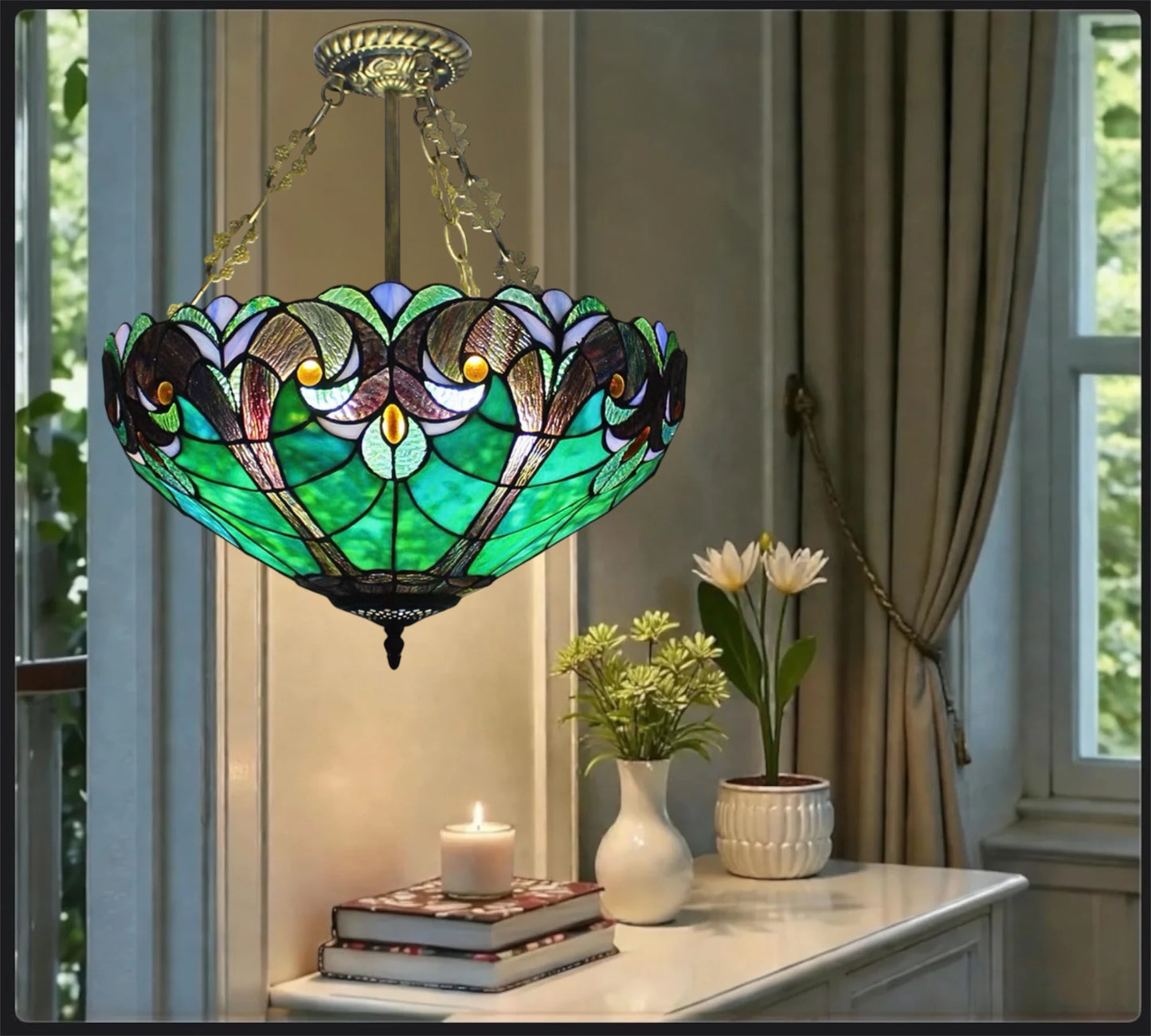 CDH 16" Tiffany Upright Lamp 40cm shade (16013CR)