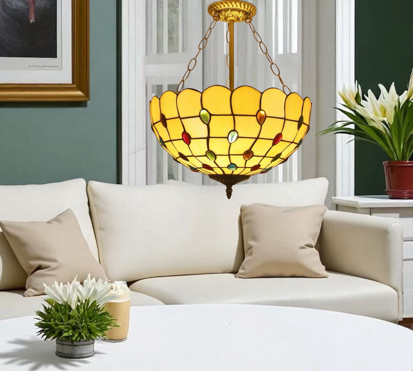 CDH 16" Tiffany Upright Lamp 40cm shade (12103XR)