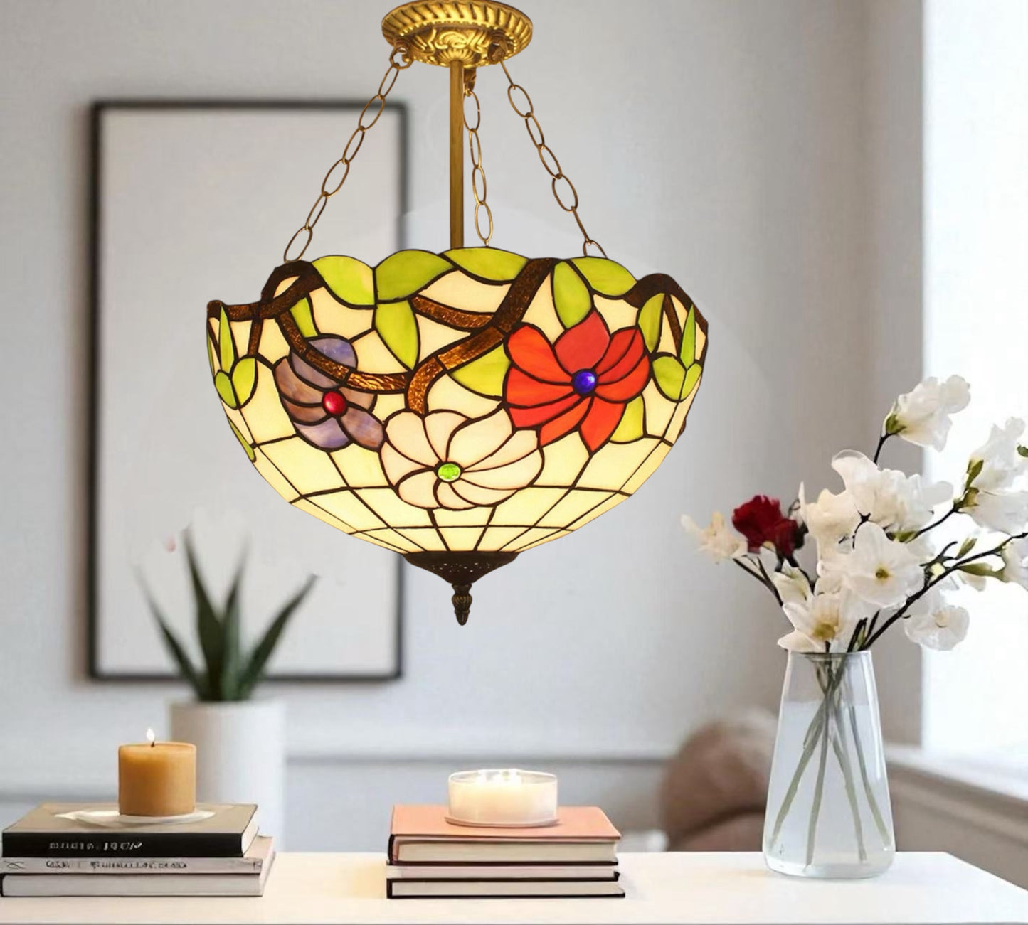 CDH 16" Tiffany Upright Lamp 40cm shade (11002XCR)