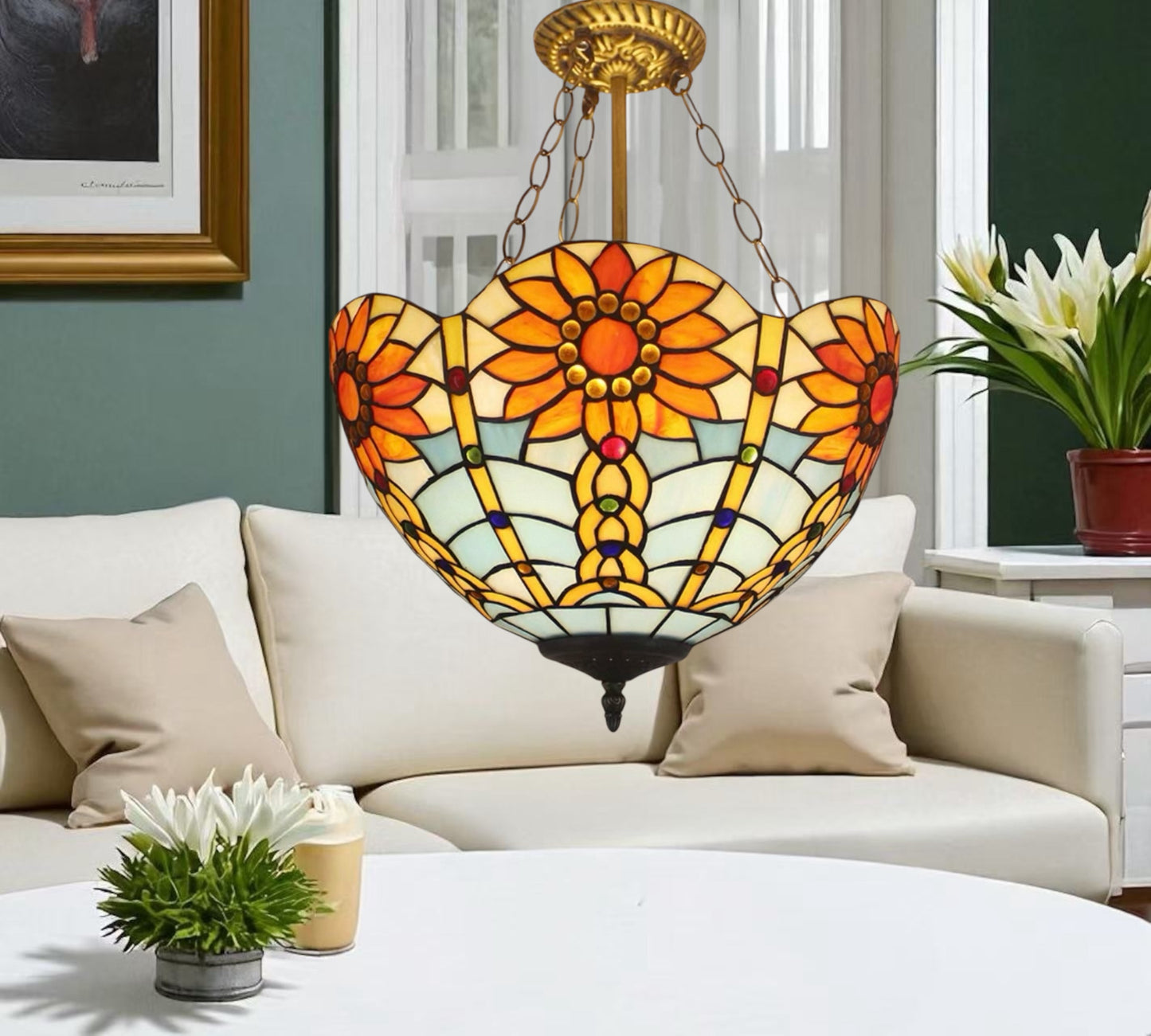 CDH 16" Tiffany Upright Lamp 40cm shade (11003XCR)