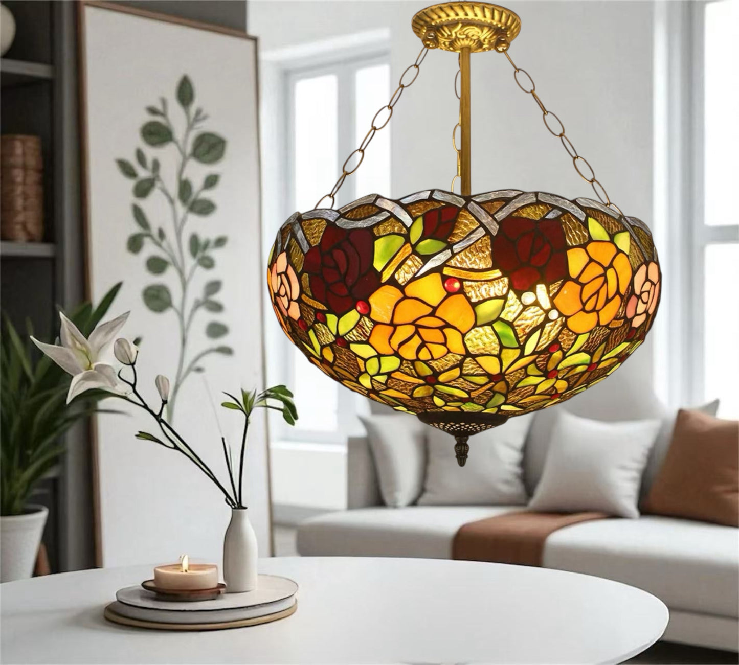 CDH 16" Tiffany Upright Lamp 40cm shade (13004XCR)