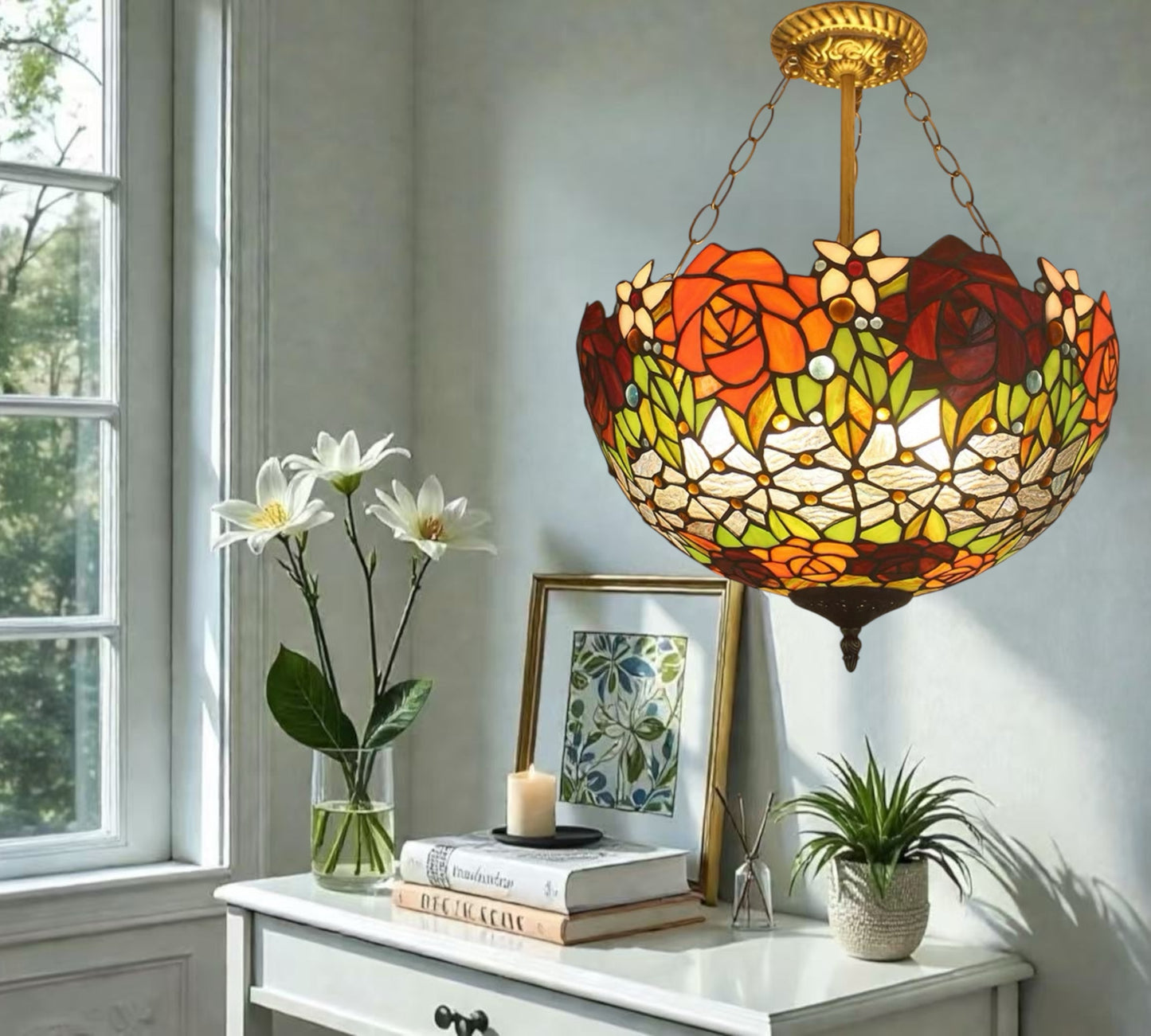 CDH 16" Tiffany Upright Lamp 40cm shade (11005XCR)