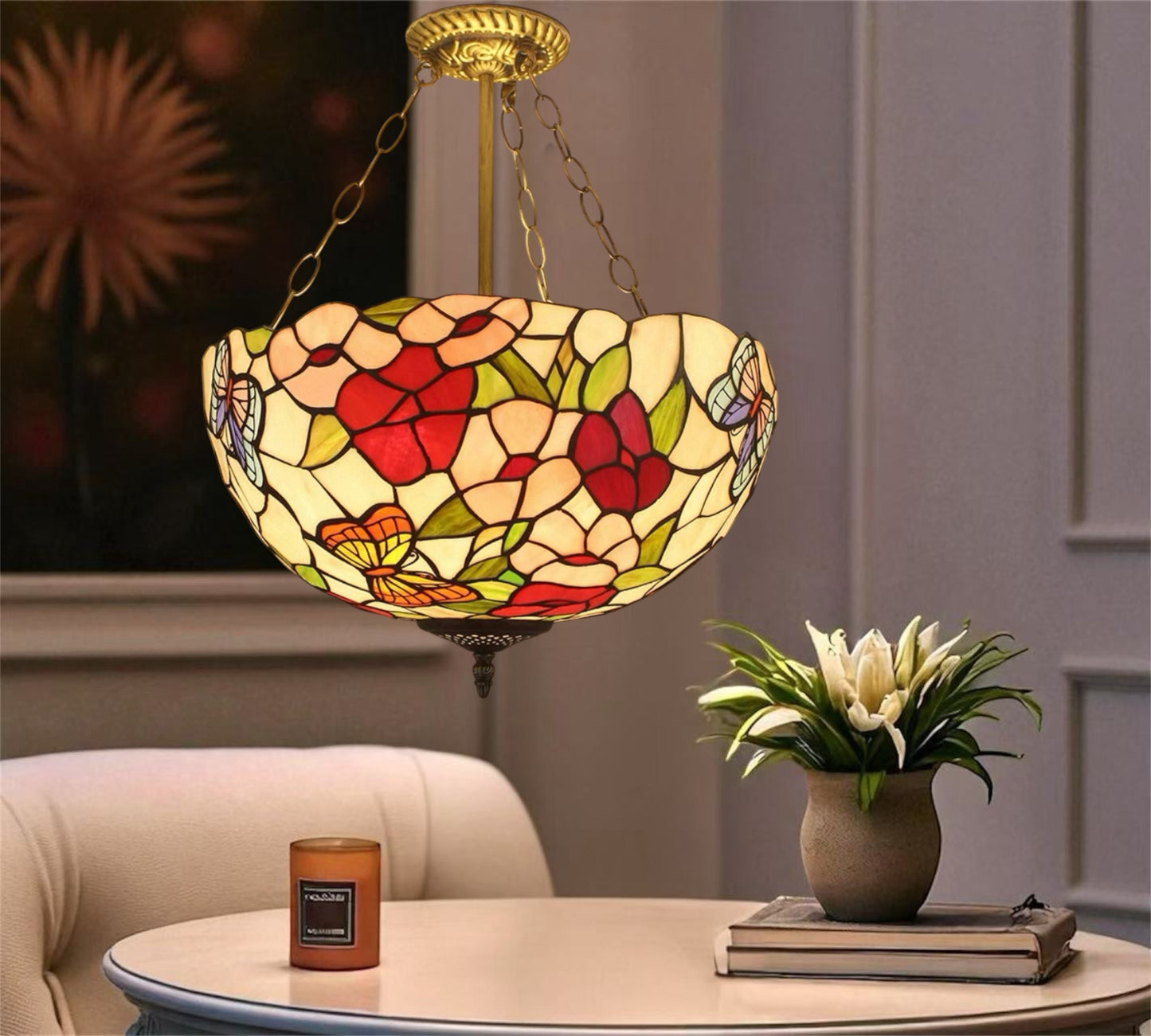 CDH 16" Tiffany Upright Lamp 40cm shade (11006XCR)