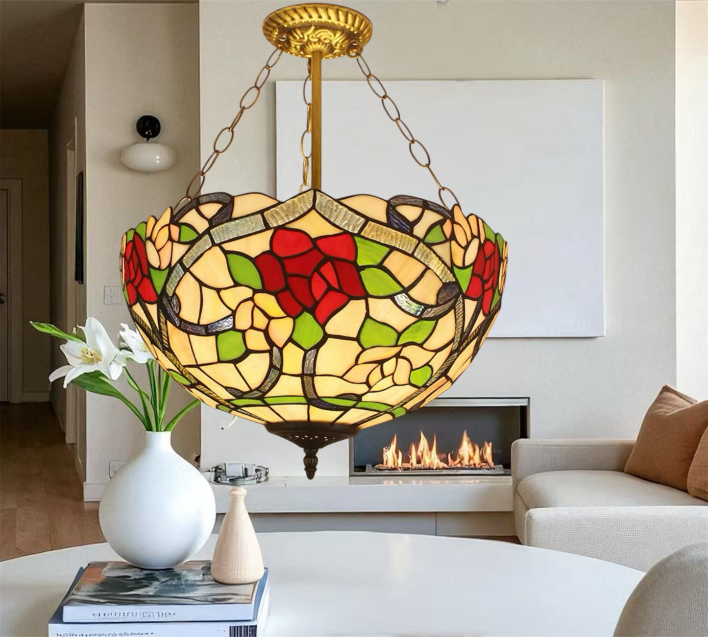 CDH 16" Tiffany Upright Lamp 40cm shade (11007XCR)
