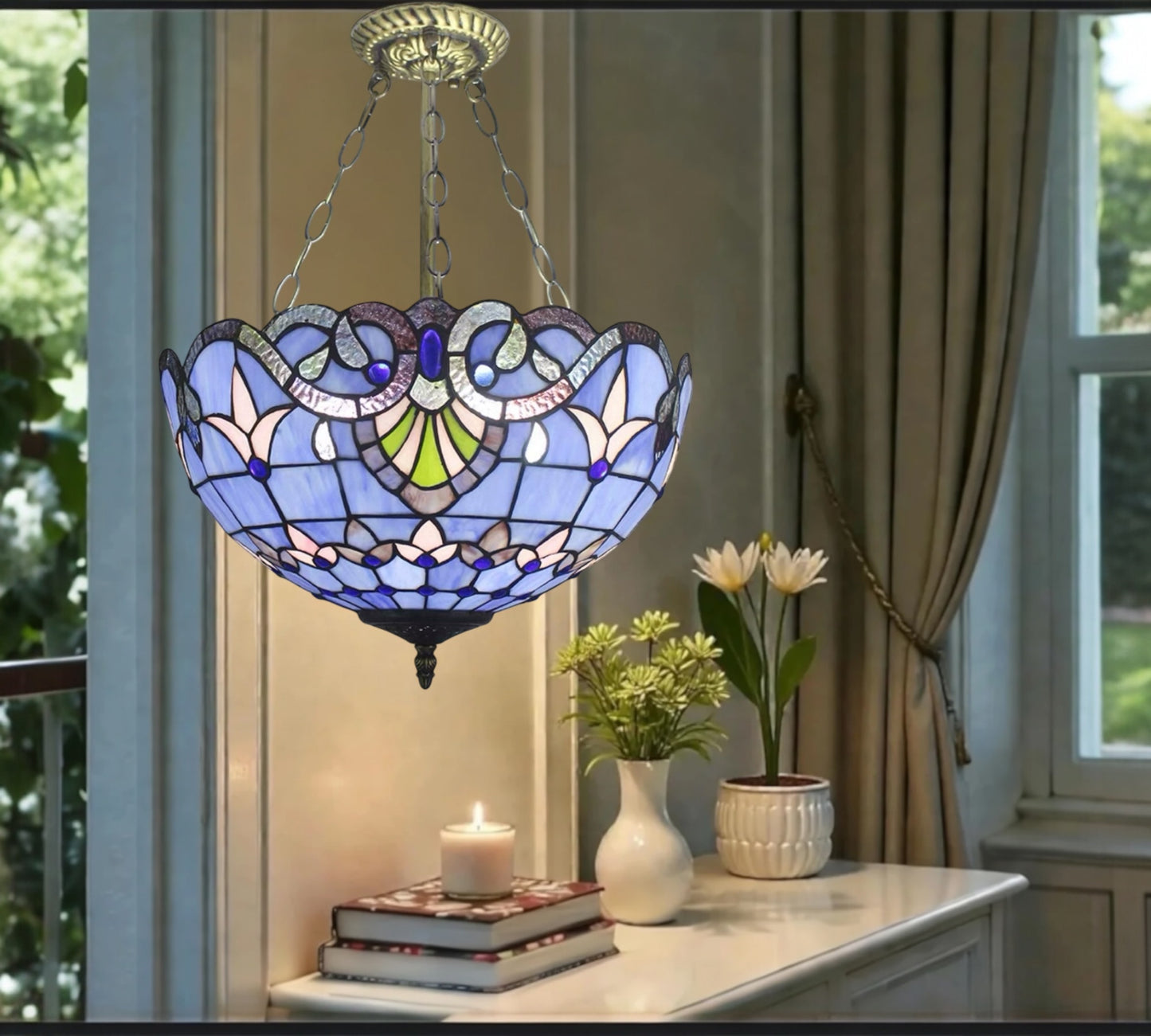 CDH 16" Tiffany Upright Lamp 40cm shade (16942CR)