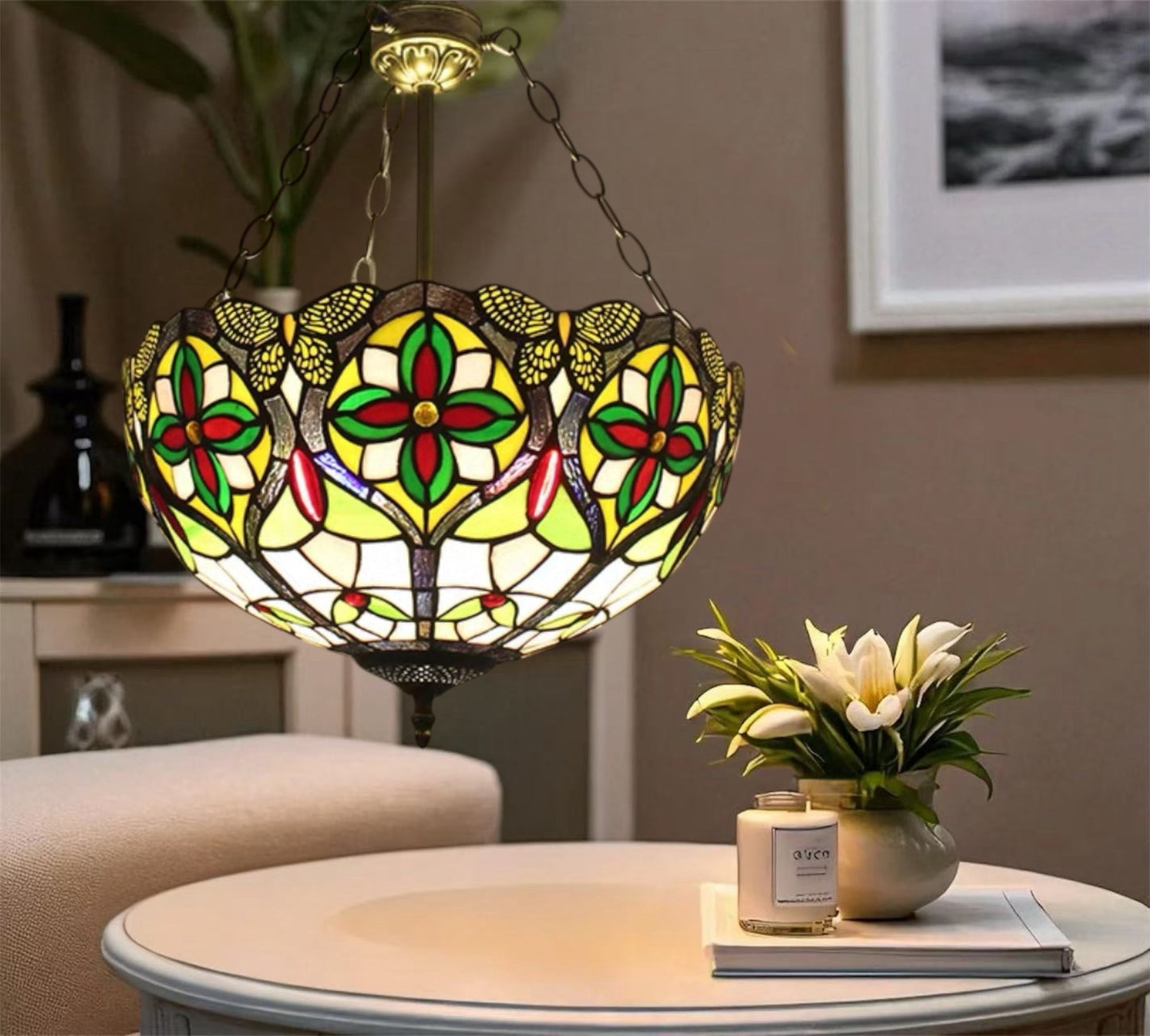 CDH 16" Tiffany Upright Lamp 40cm shade (11008XCR)