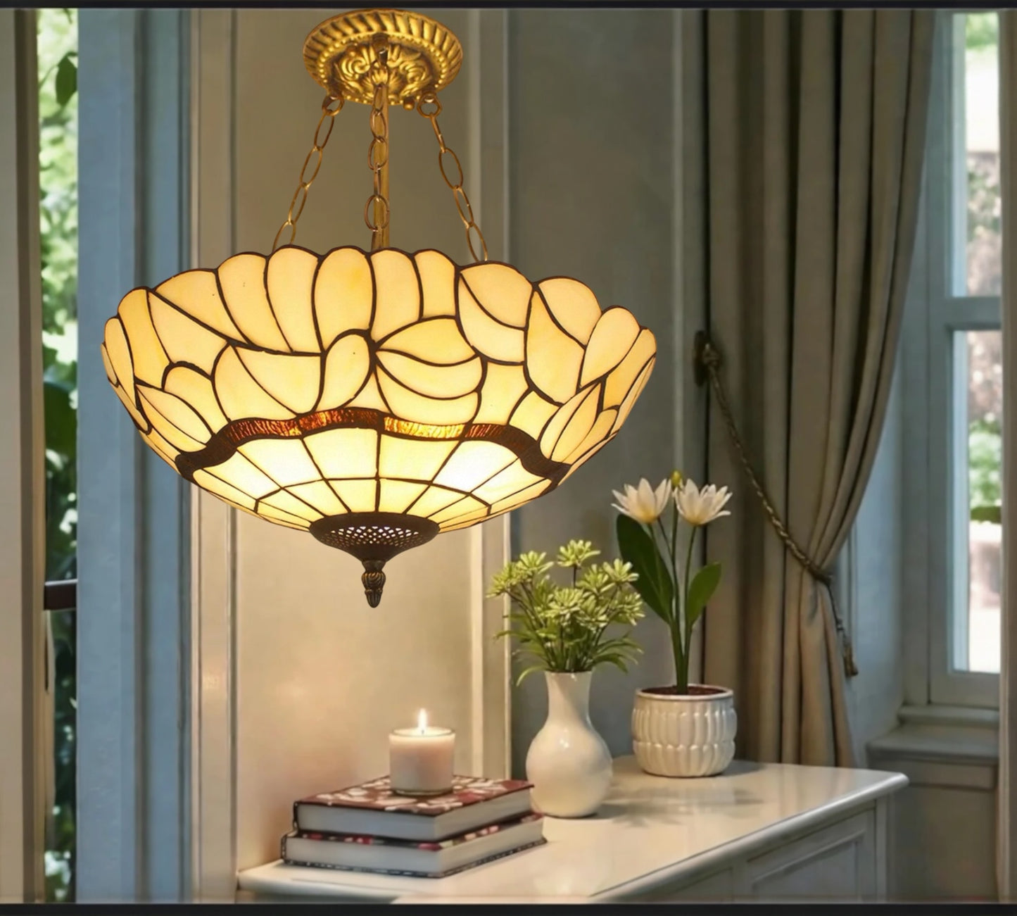 CDH 16" Tiffany Upright Lamp 40cm shade (11009XCR)