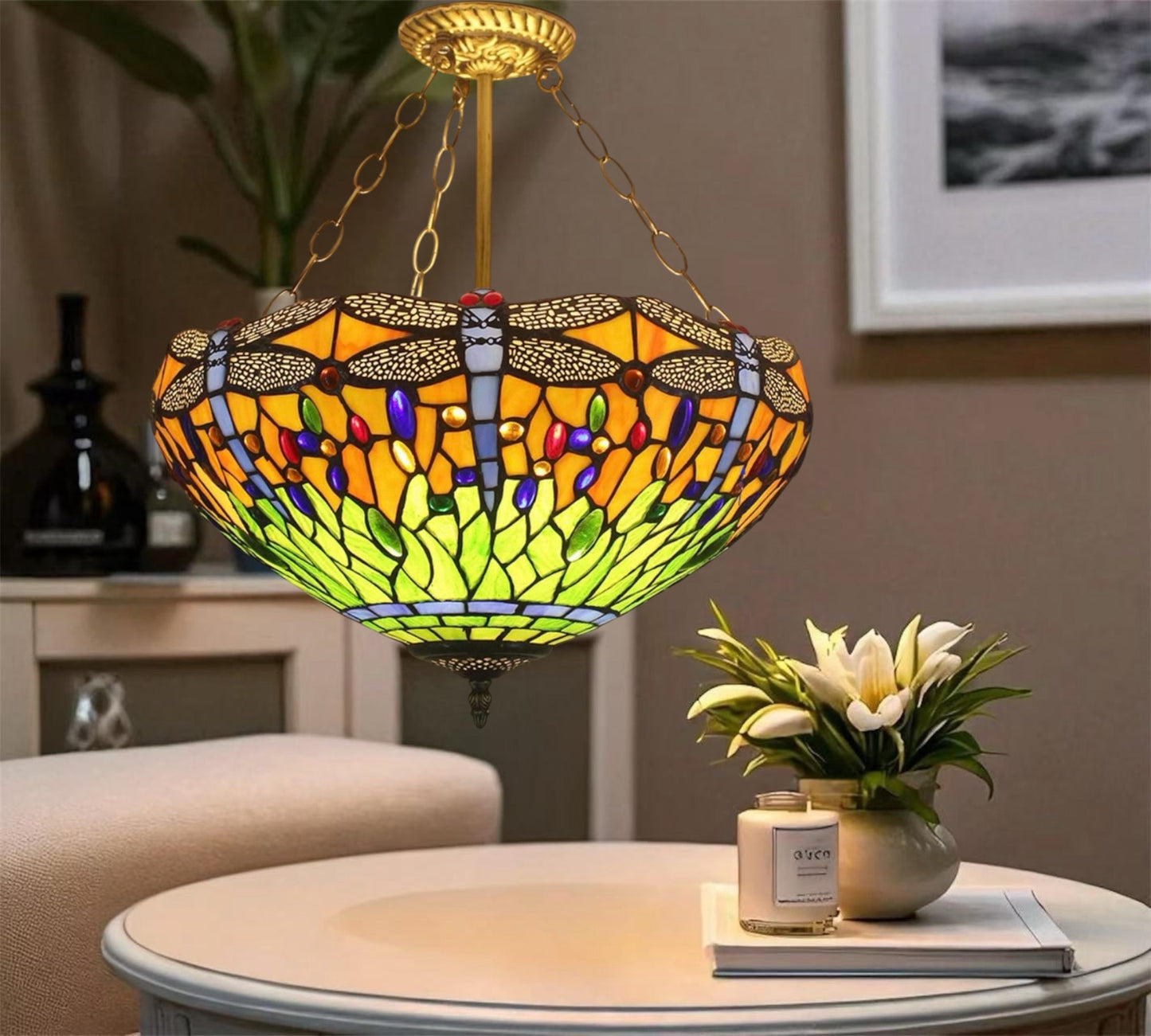 CDH 18" XLARGE Tiffany Upright Lamp 46cm shade (19015CR)