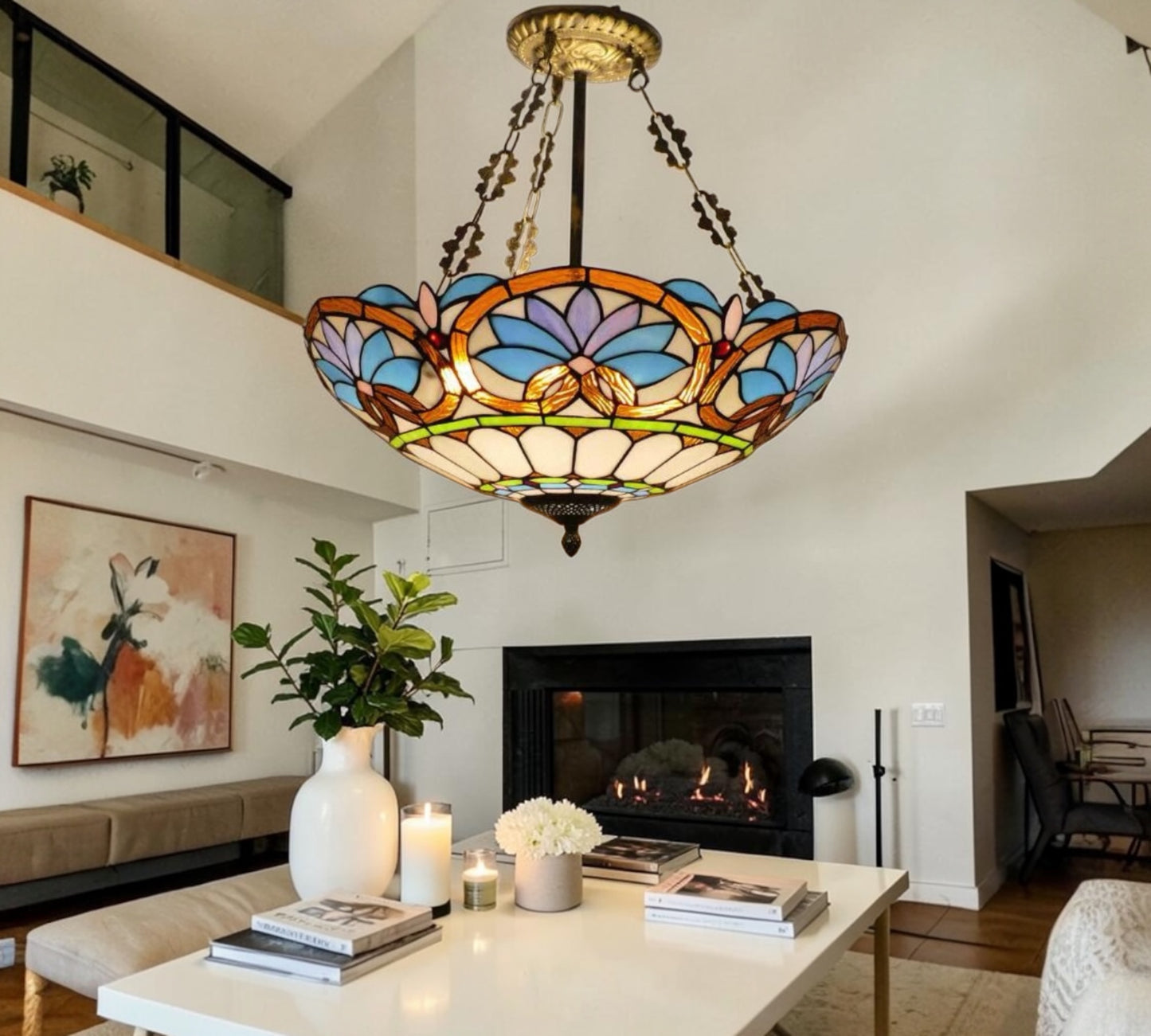 CDH 20” XLARGE Tiffany Upright Lamp with 50cm shade (19019CRX)
