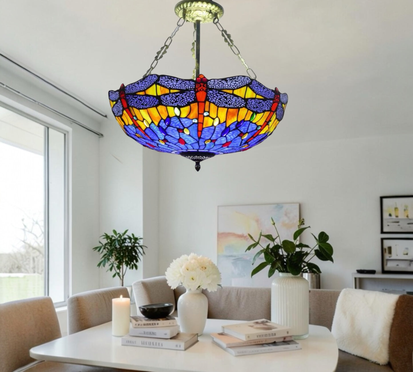 CDH 20” XLARGE Tiffany Upright Lamp with 50cm shade (16117XCR)