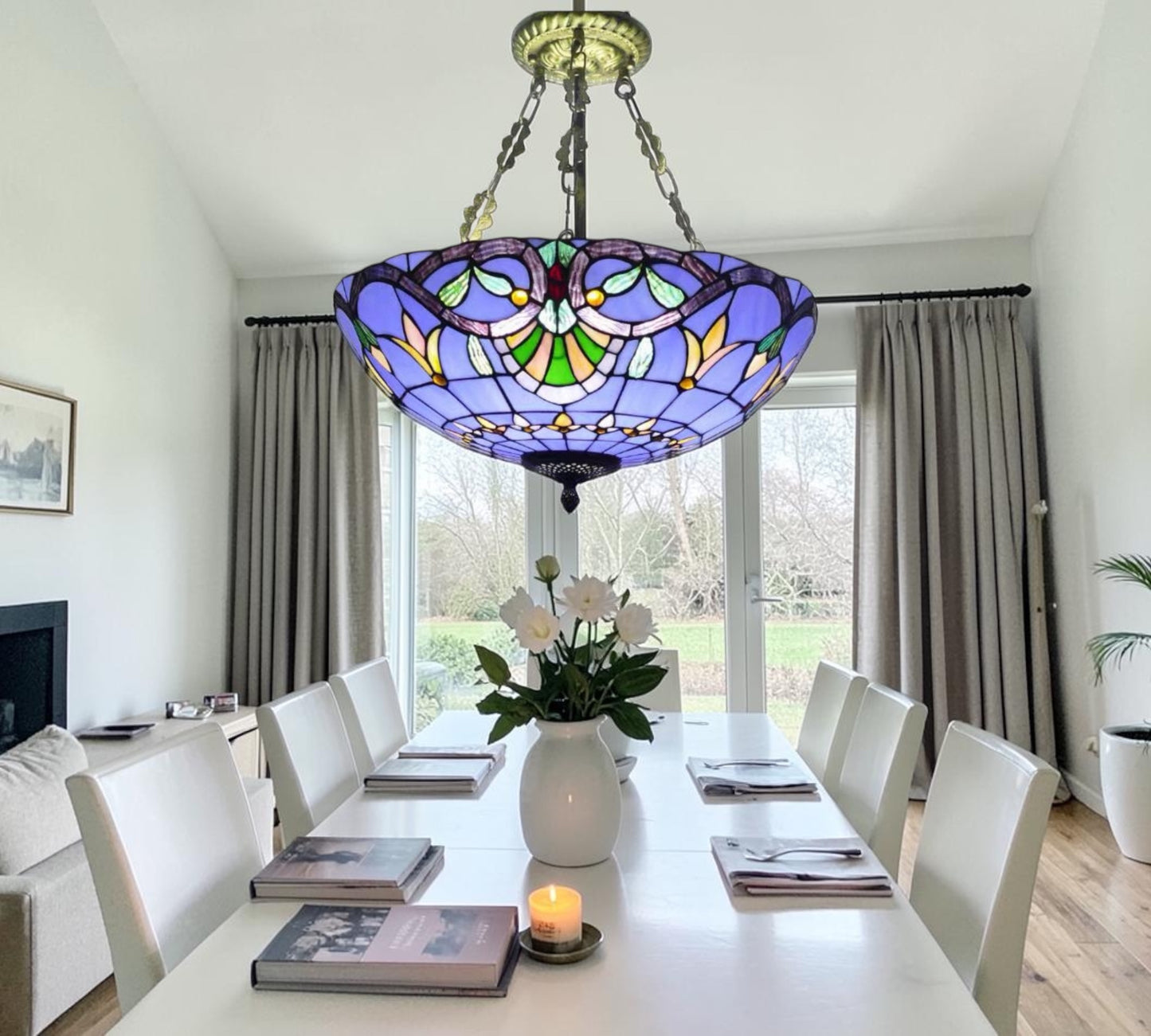 CDH 20” XLARGE Tiffany Upright Lamp with 50cm shade (19017XCR)