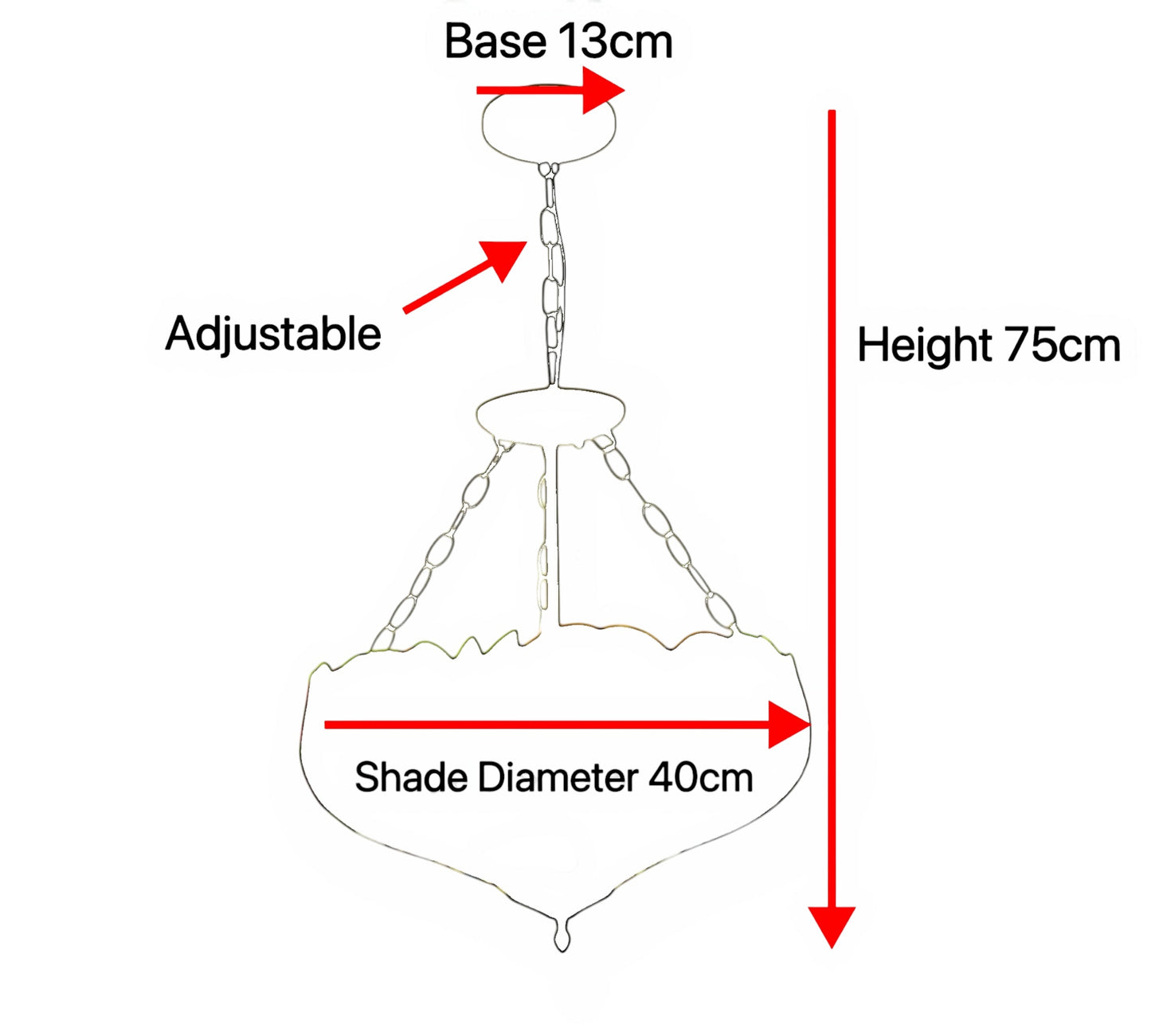 CDH 16" Tiffany Upright Lamp 40cm shade (16116CR HC) for High Ceiling