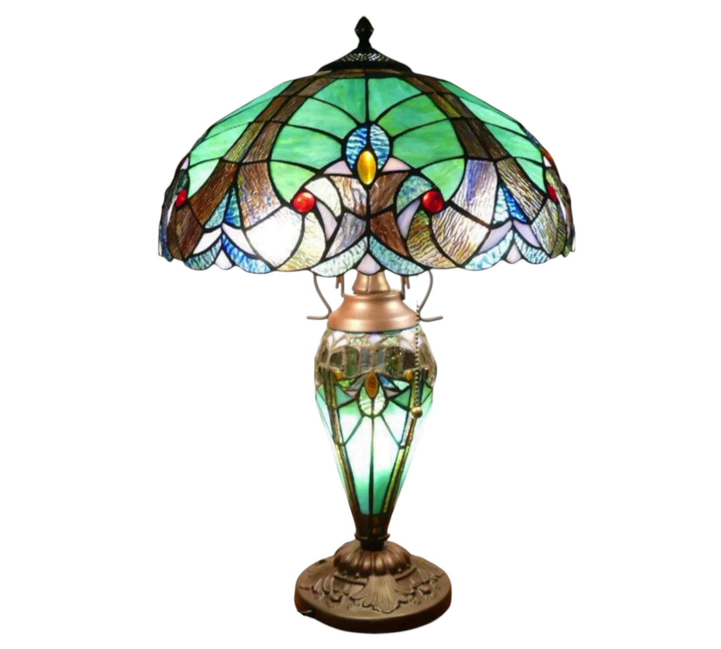 CDH 16" LARGE Tiffany Mother-Daughter Vase Lamp 40cm Shade (15043B)