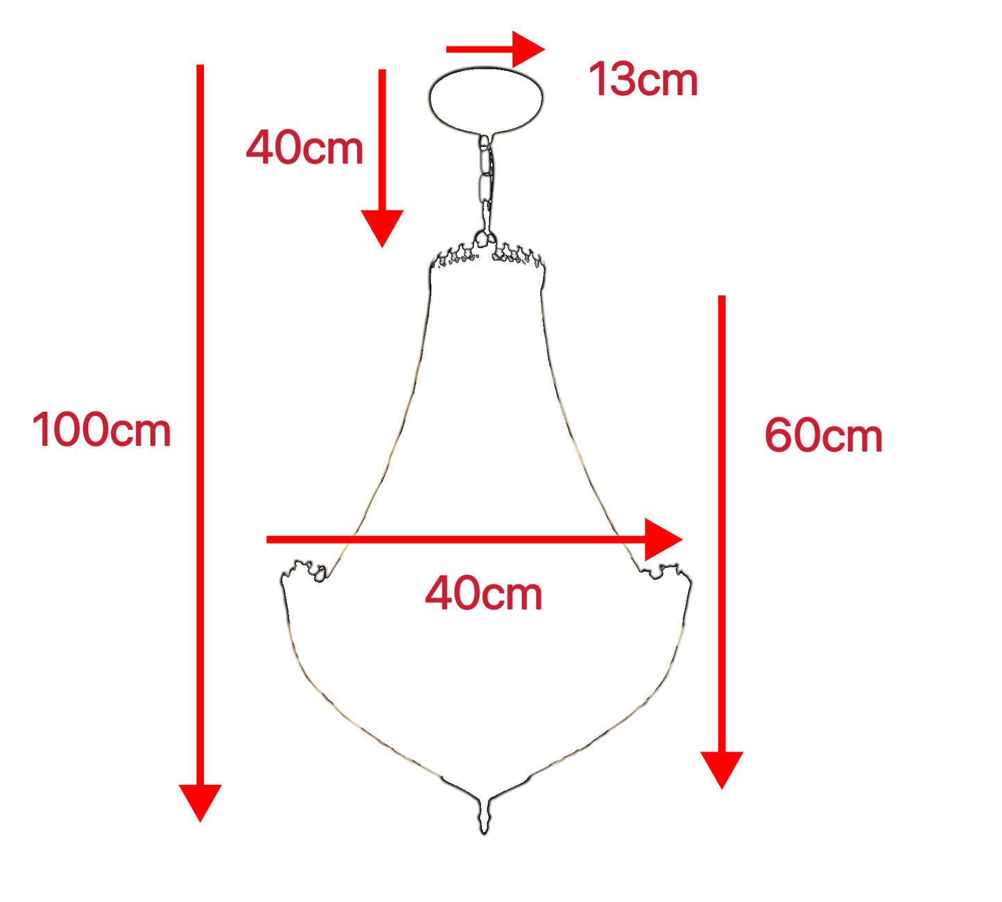 CDH 16" Tiffany Style Inverted Chandelier with 40cm Shade (12010CSTL)