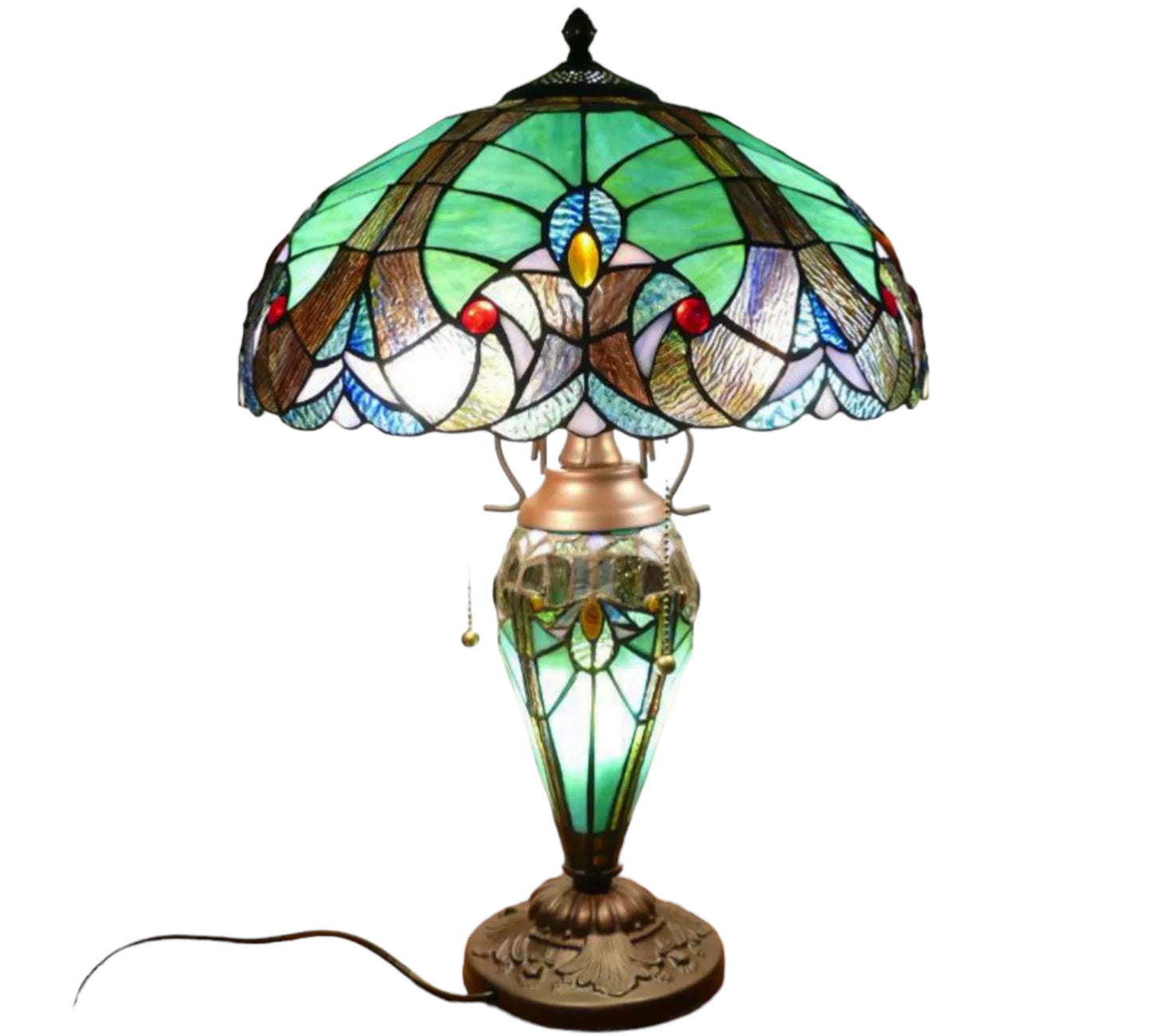 CDH 18" XLARGE Tiffany Mother-Daughter Vase Lamp 46cm Shade (15065)