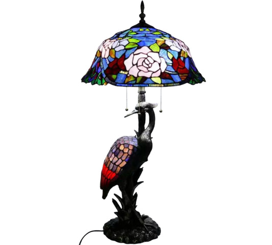 CDH 18" XLARGE Tiffany Rose Table Lamp 46cm Shade (15069)