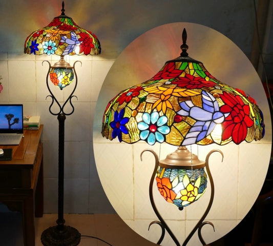 CDH Tiffany Mother-Daughter Vase Floor Lamp X-LARGE 46cm Shade (15084)