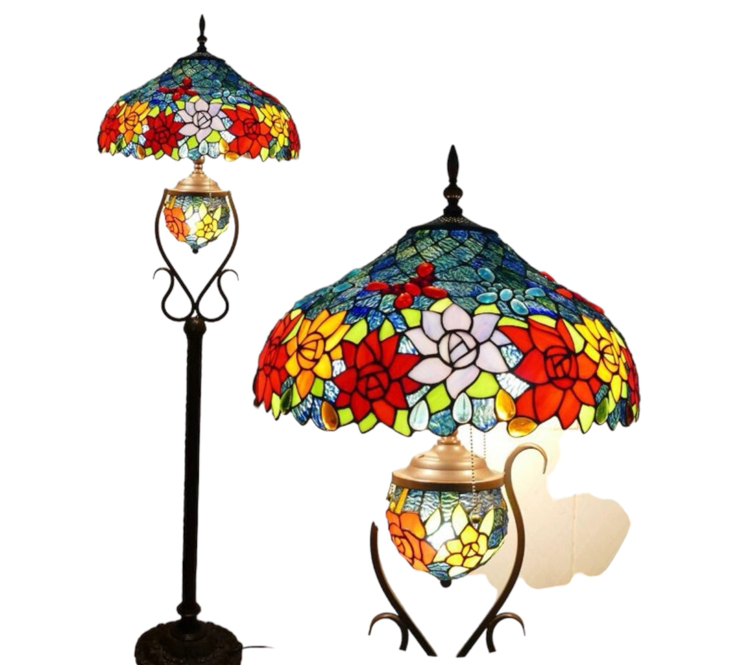 CDH Tiffany Mother-Daughter Vase Floor Lamp X-LARGE 46cm Shade (15089)