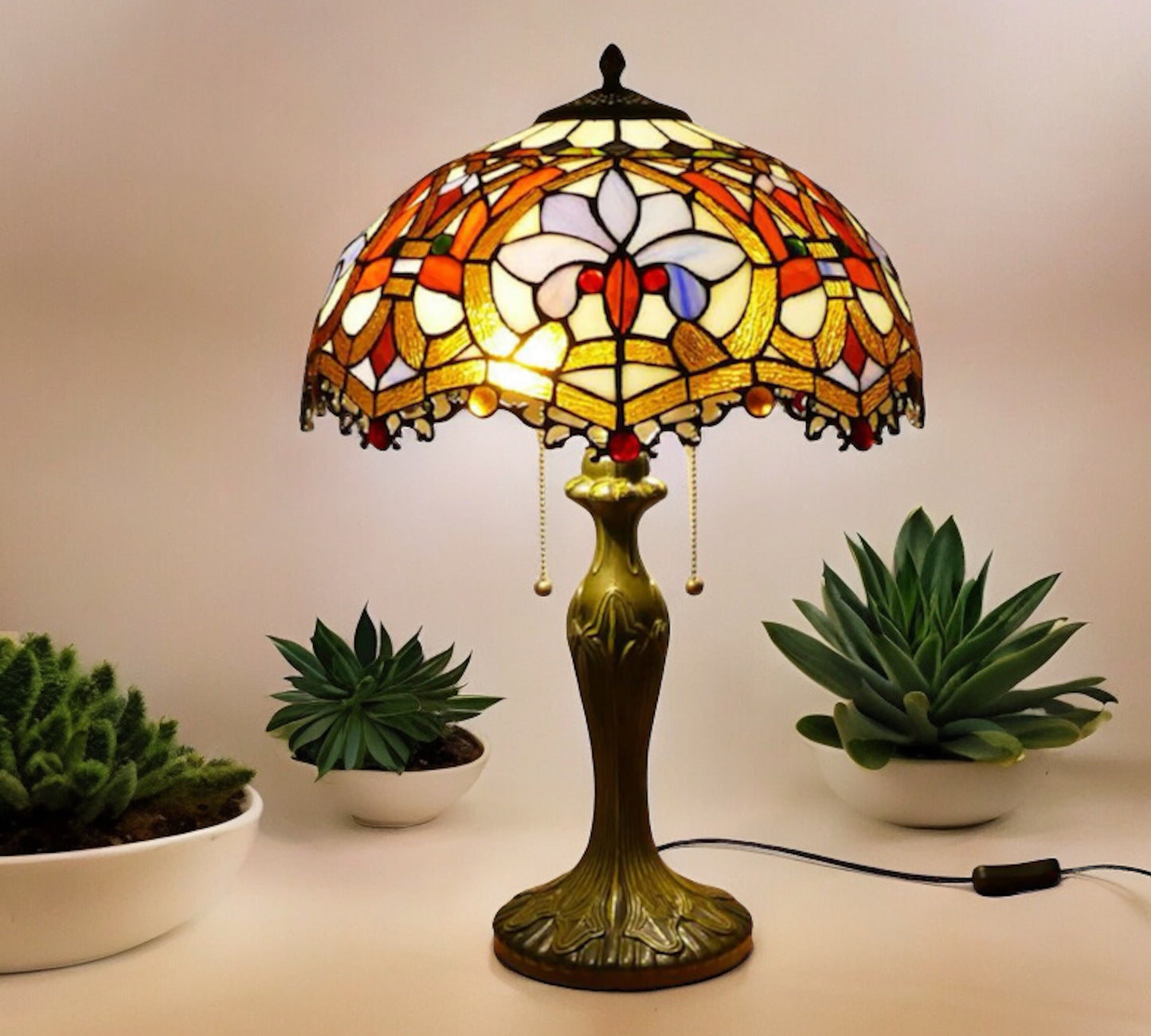 CDH 16" Tiffany Table Lamp 40cm Shade (15003)