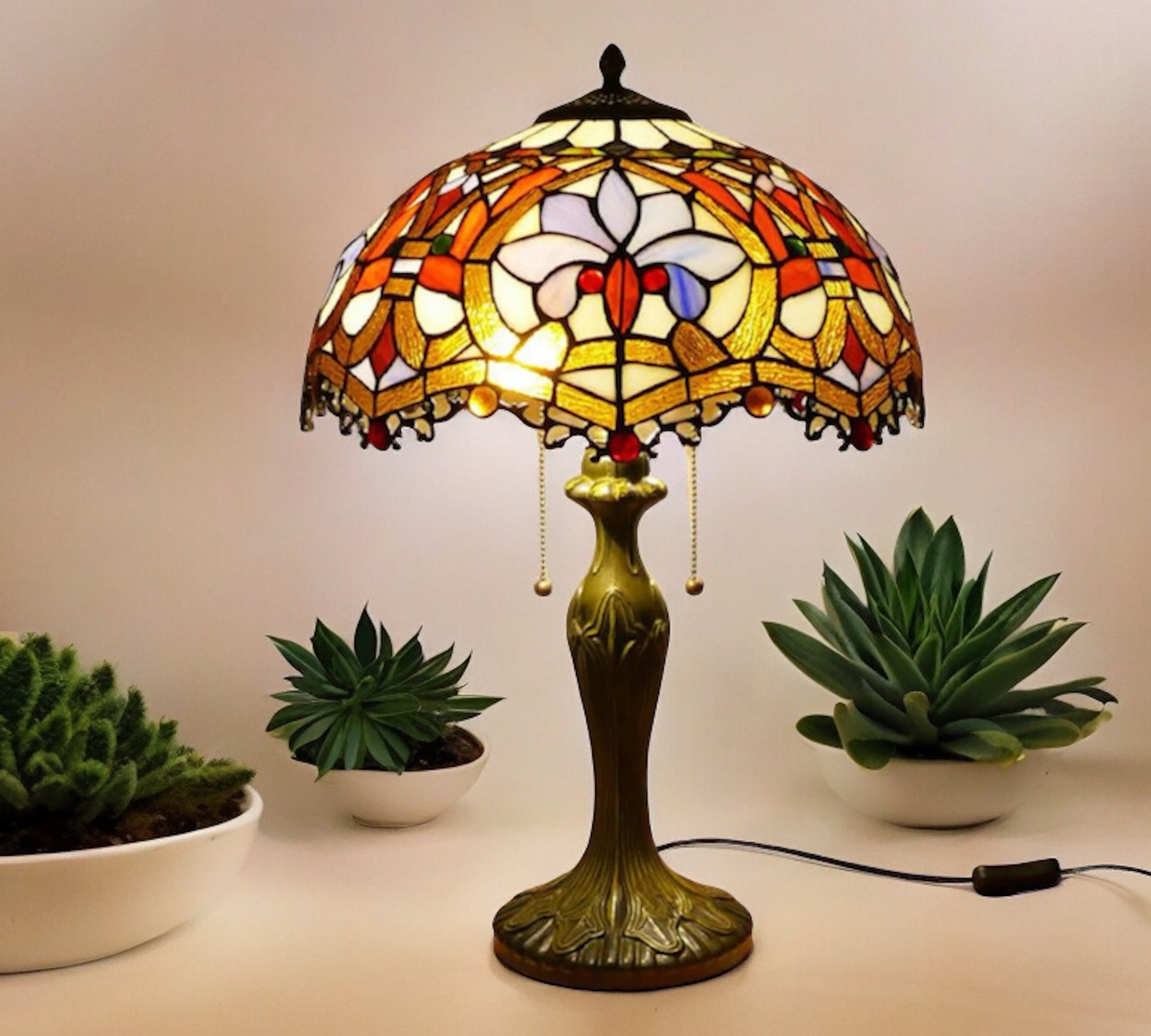CDH 16" Tiffany Table Lamp 40cm Shade (15003)