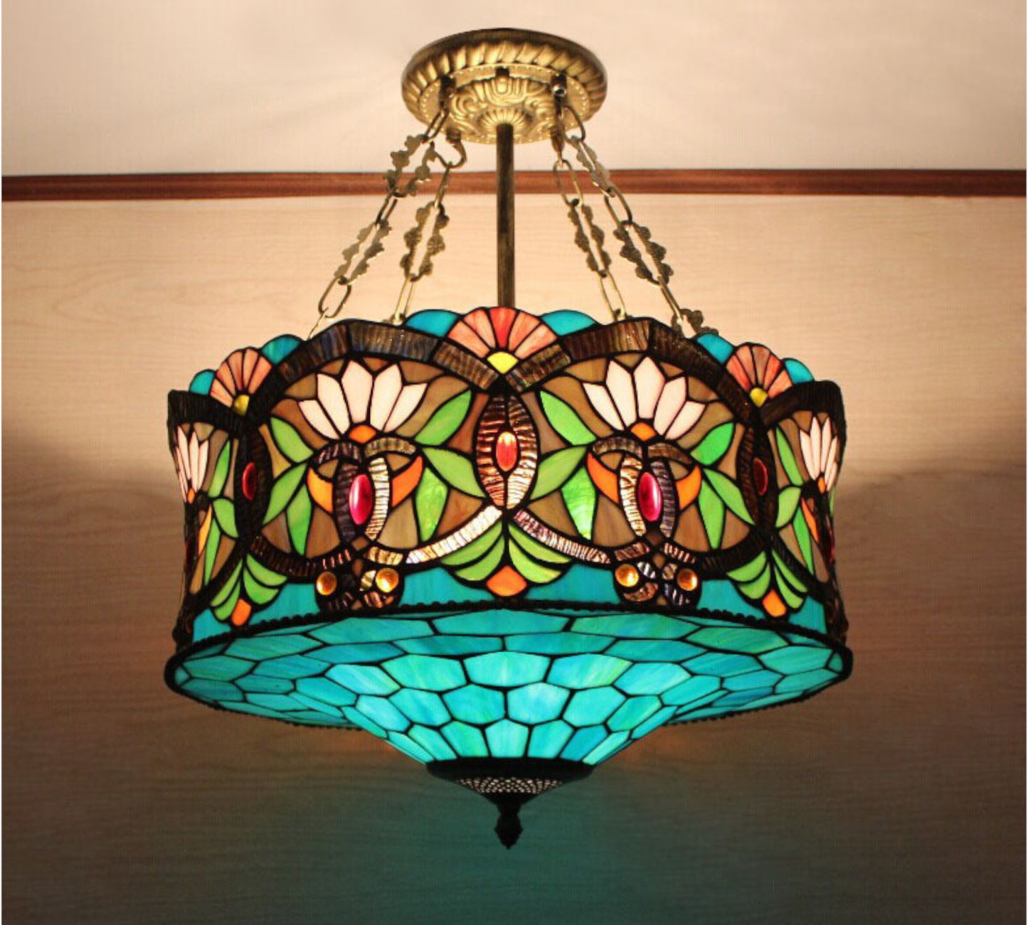 CDH 18" XLARGE Tiffany Pendant Lamp 46cm shade (19001CR)