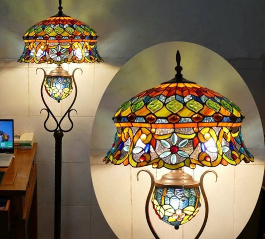 CDH Tiffany Mother-Daughter Vase Floor Lamp X-LARGE 46cm Shade (15090)